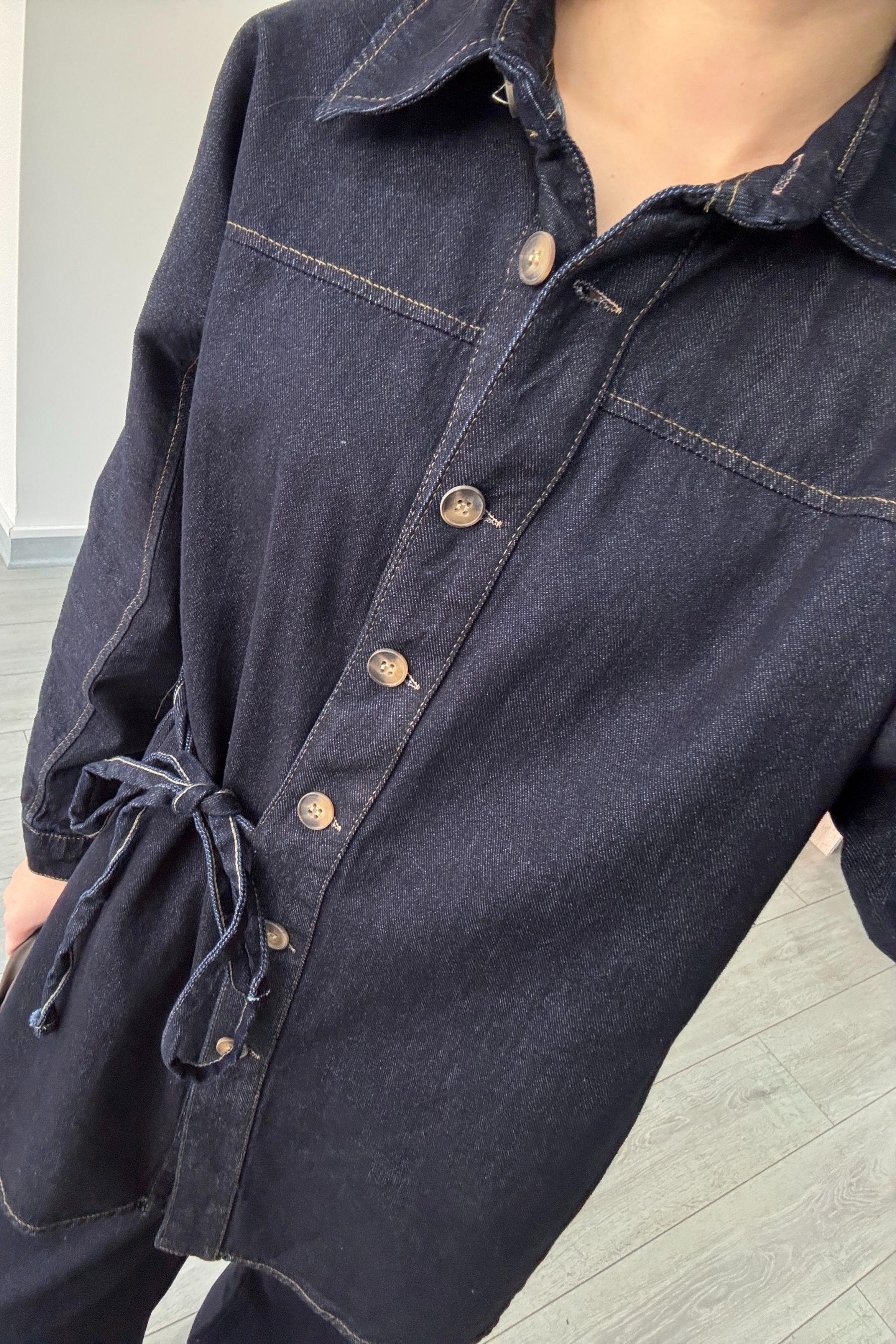 Bağlama Detay Gömlek Pantolon Denim Takım