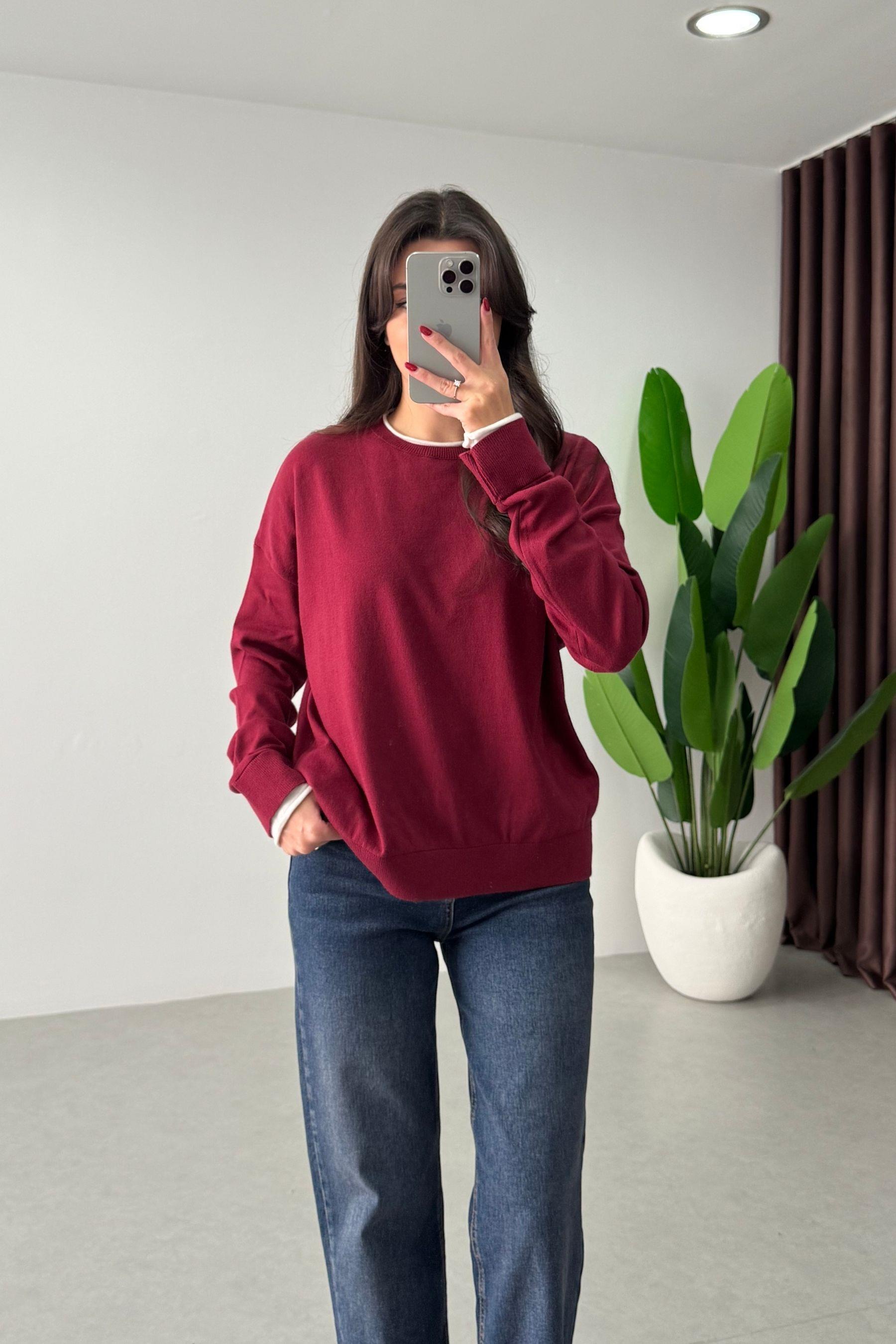 Berry Bordo İnce Kazak