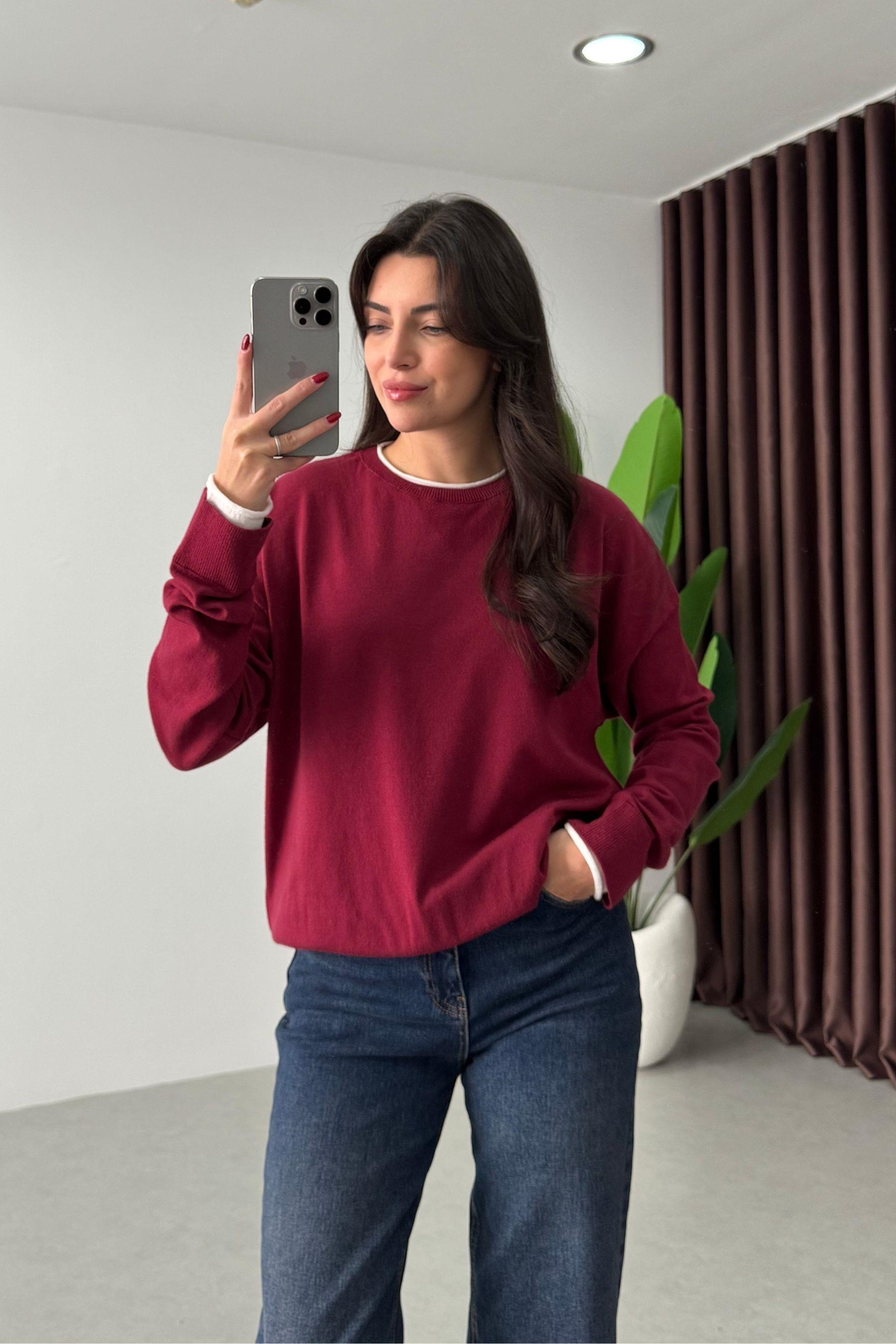 Berry Bordo İnce Kazak