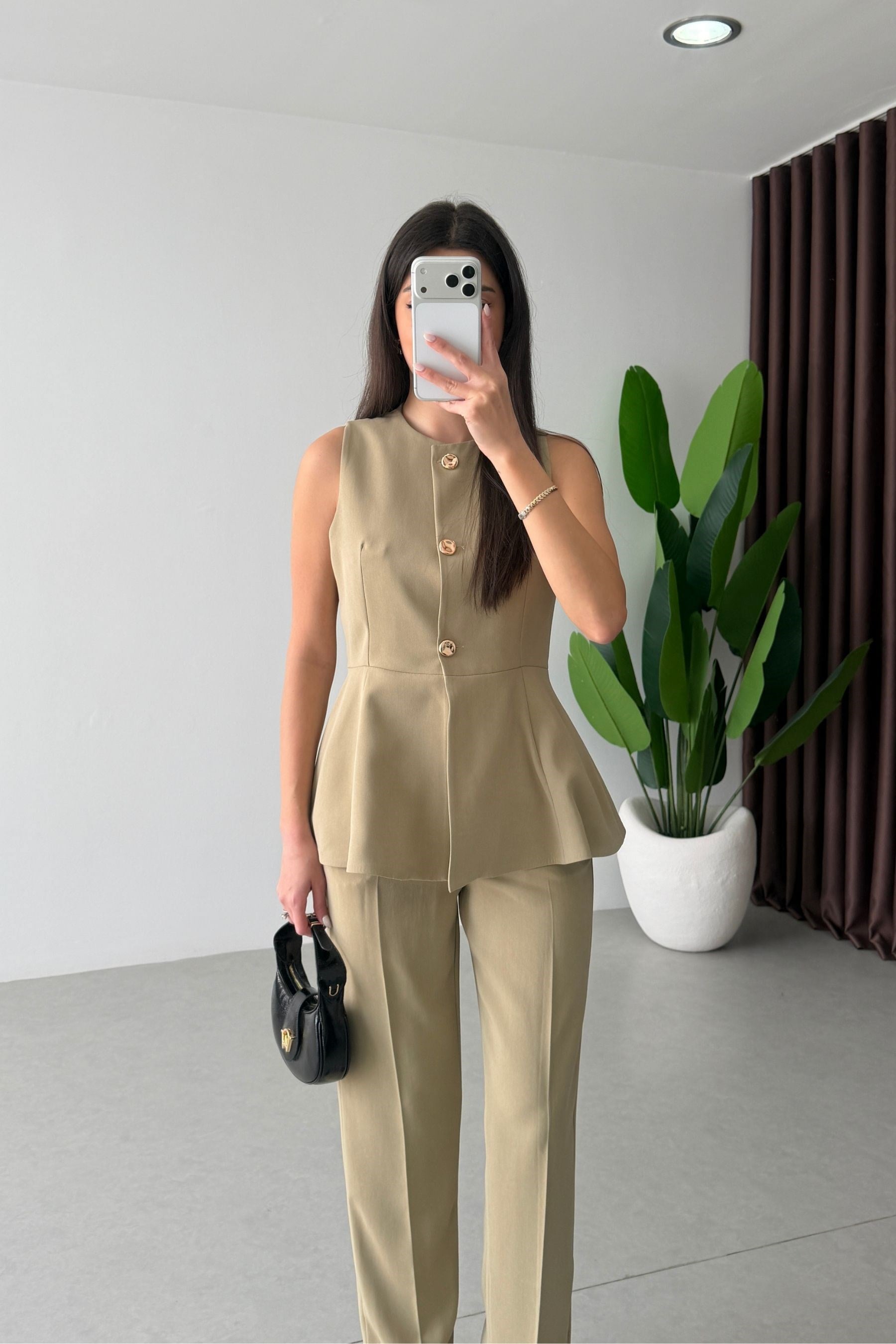 Bold Mint Volanlı Yelek Pantolon Takım