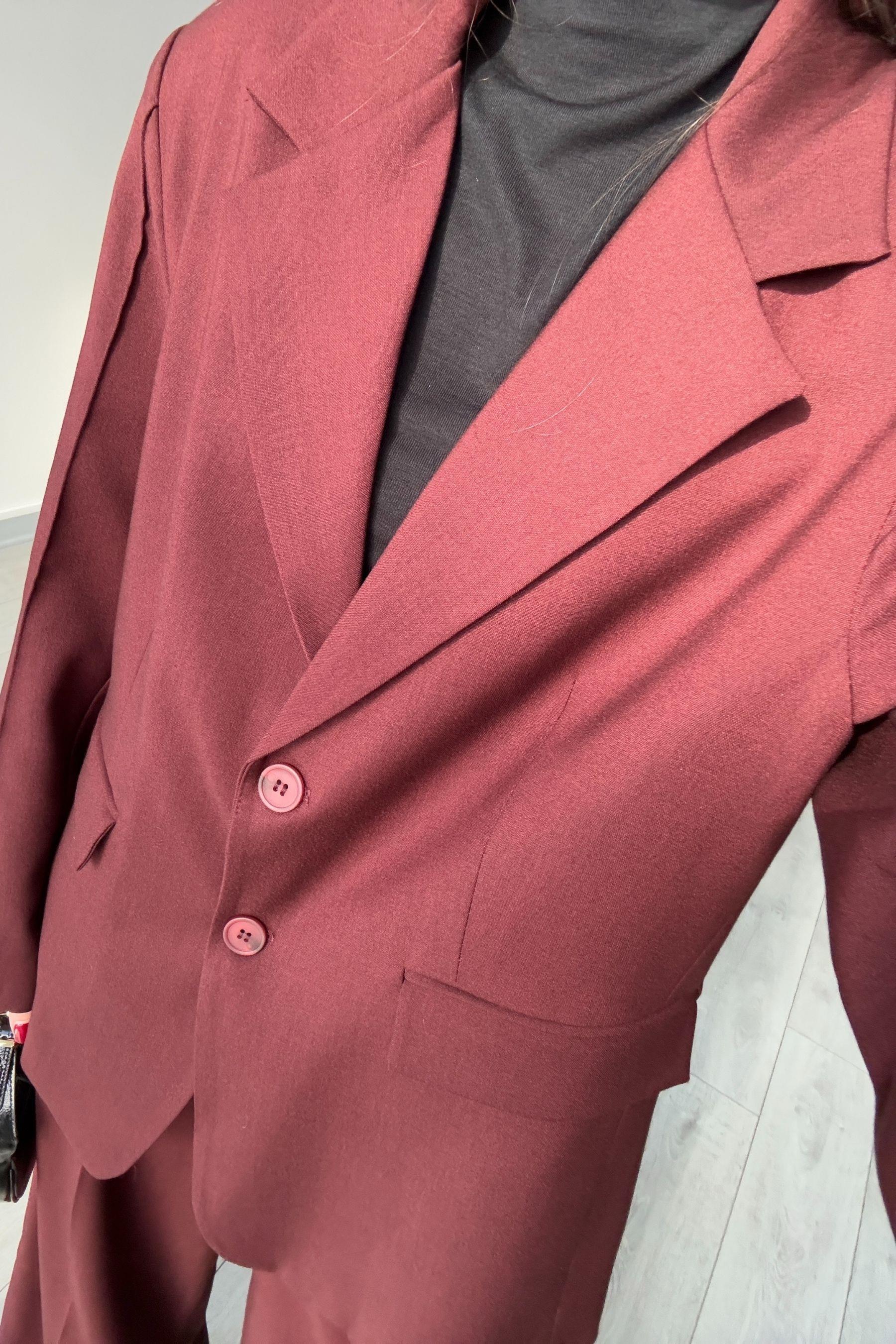 Bordo Oversize Blazer Ceket