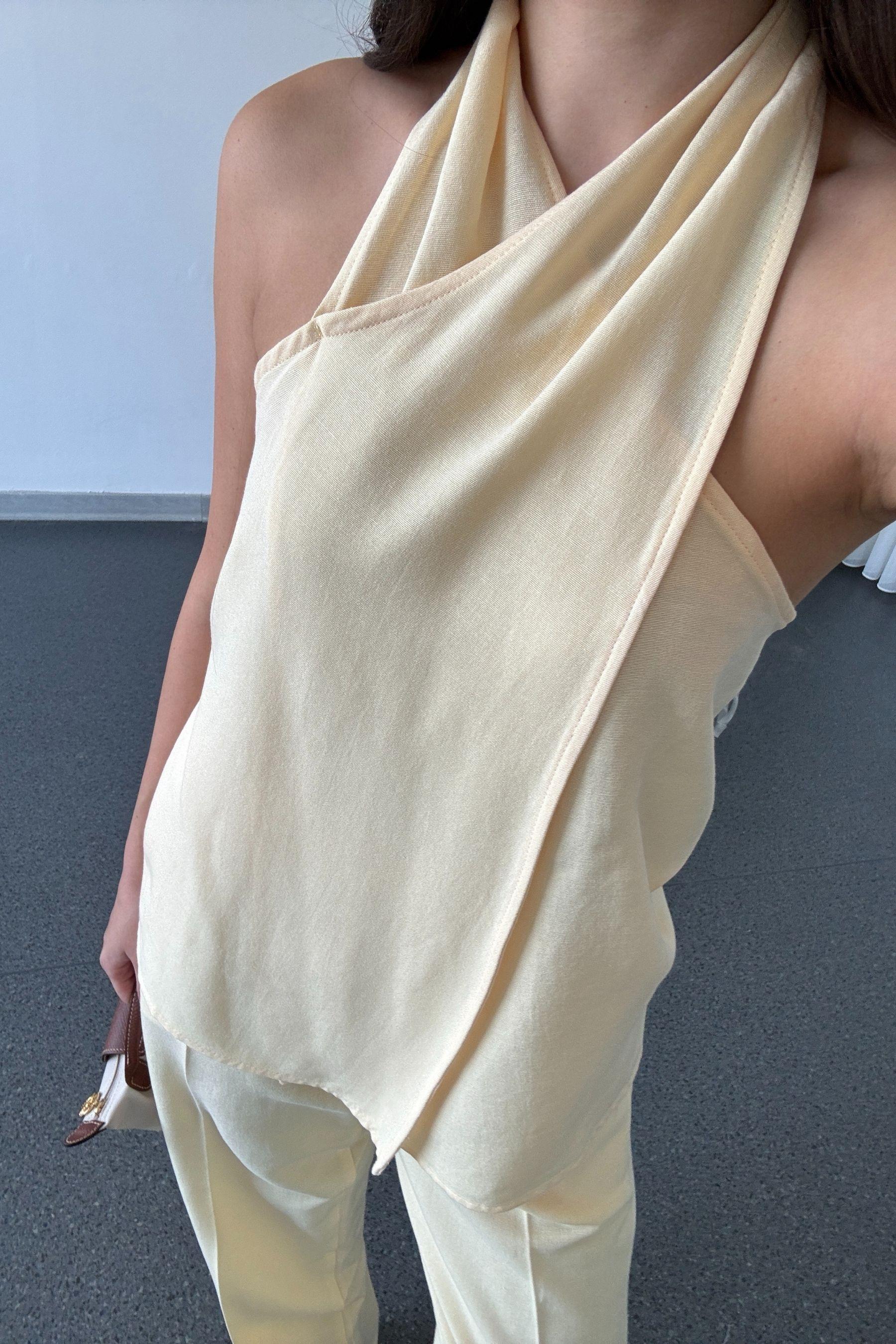 Chess Sarı Kruvaze Bluz Pantolon Takım