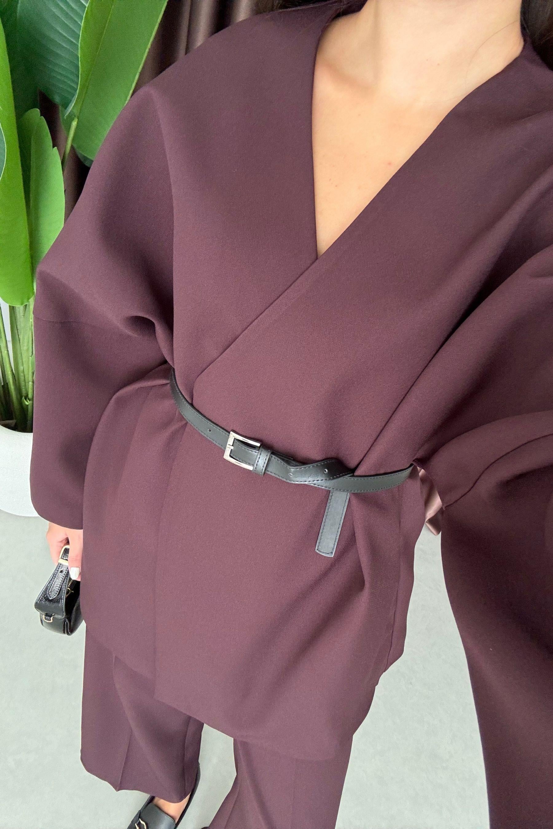 Cooper Mürdüm Kemerli Oversize Ceket