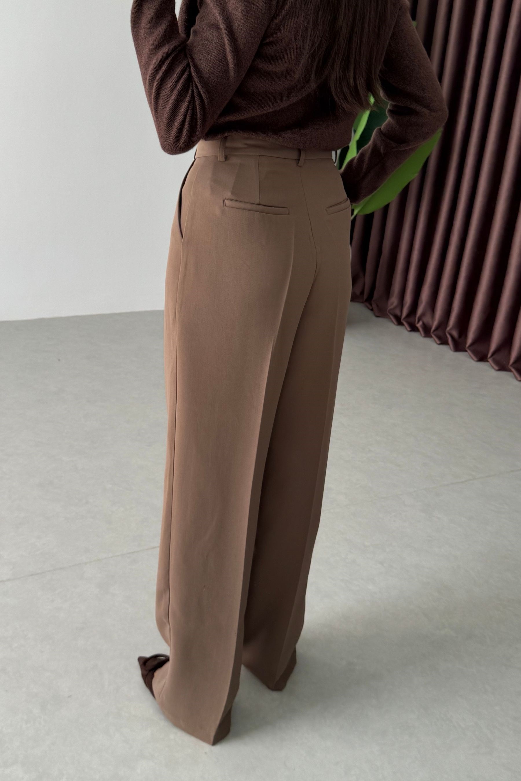 Edna Camel Krep Kumaş Palazzo Pantolon