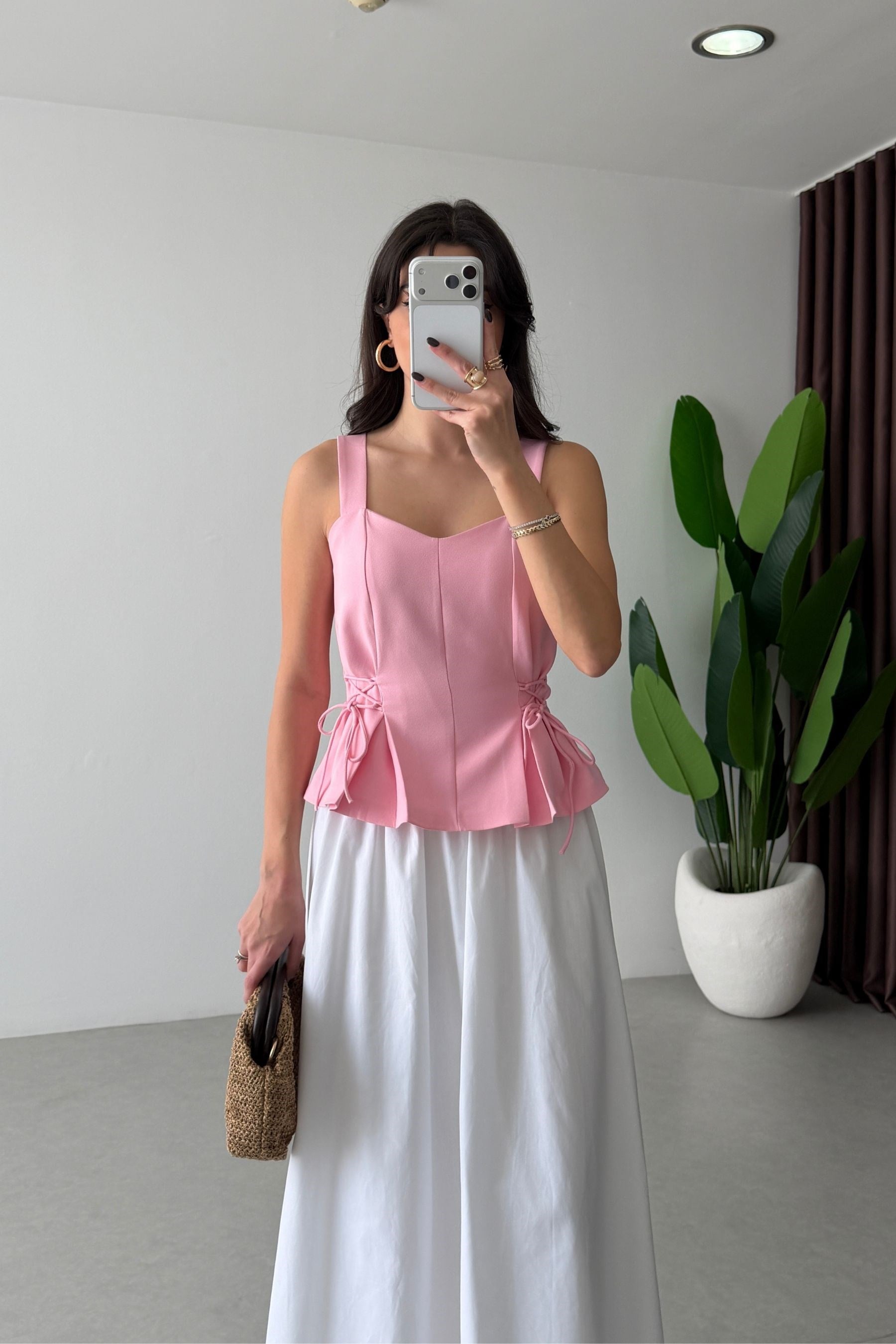 Ellie Pembe Bağlama Detay Büstiyer