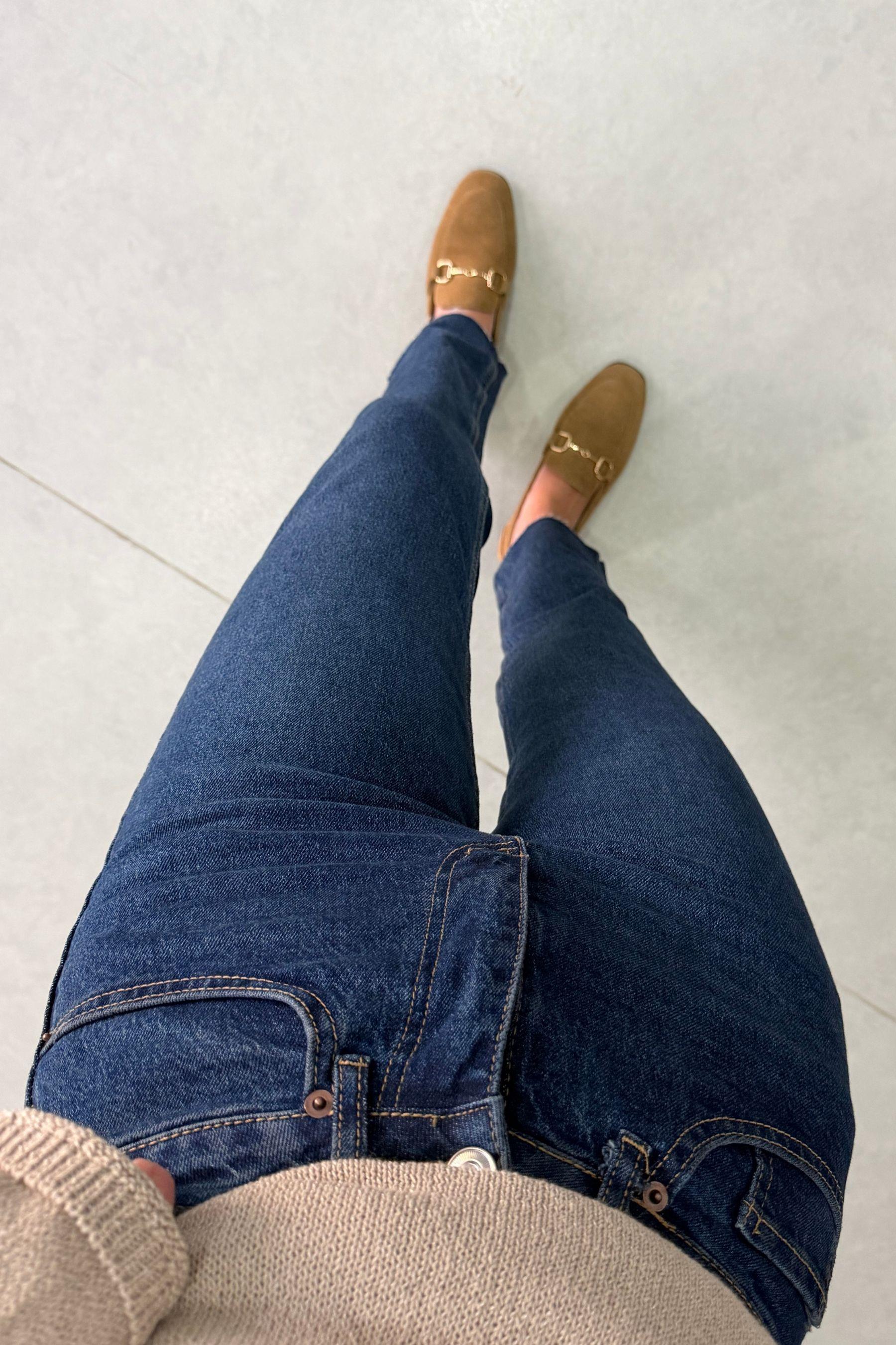 Fabia Mavi Kesik Paça Boy Fit Jean