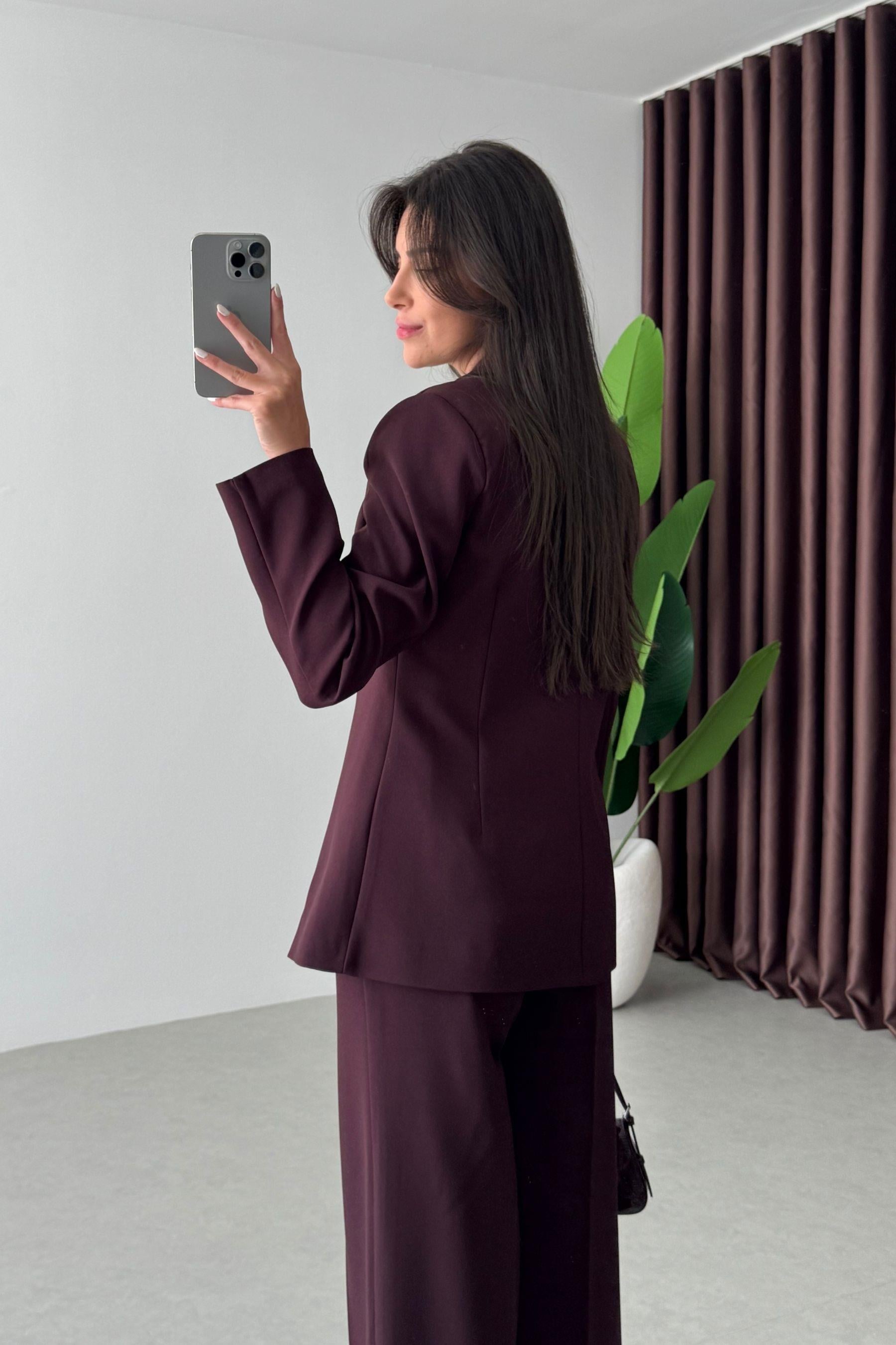 Firm Mürdüm Gold Düğme Detay Blazer