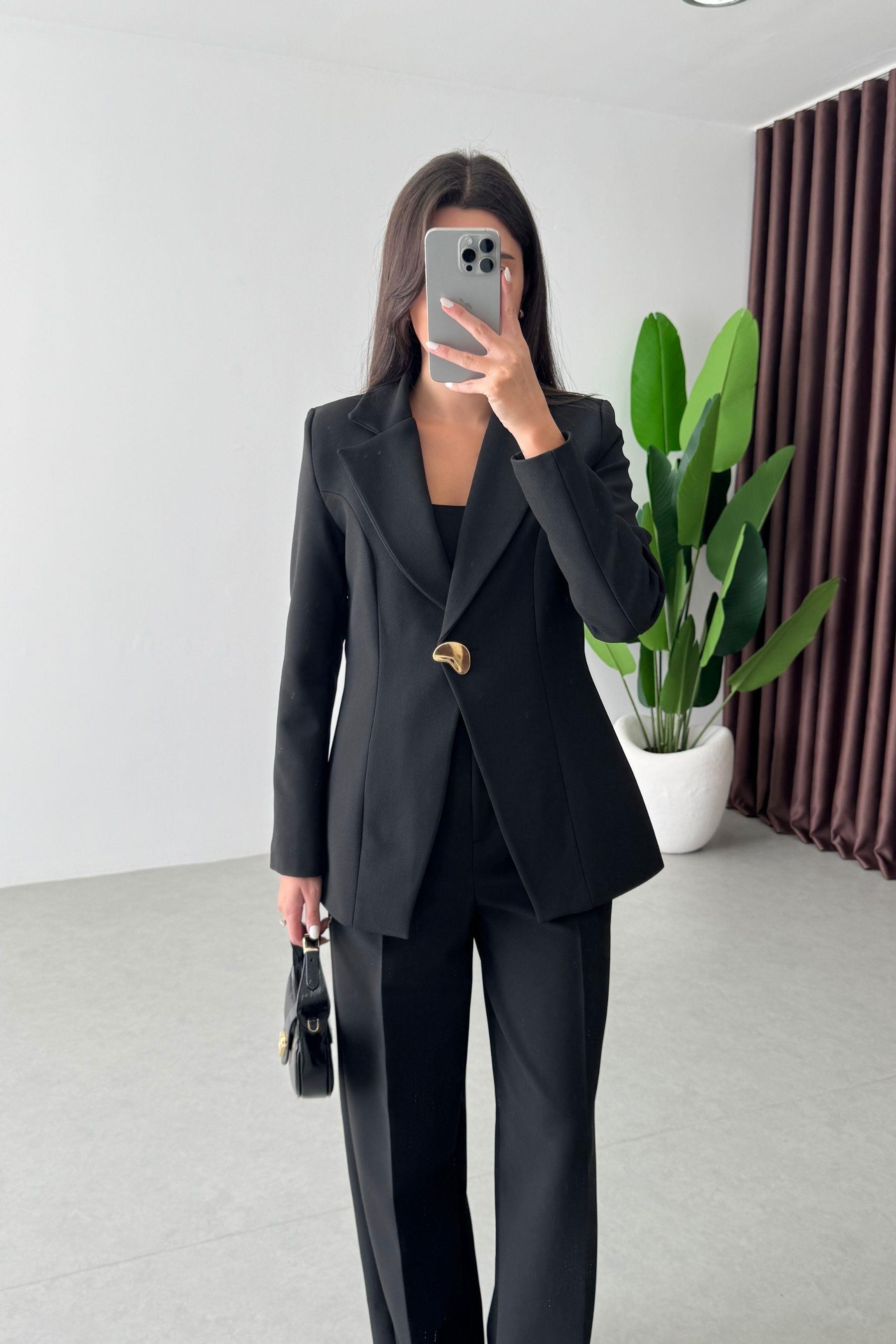Firm Siyah Gold Düğme Detay Blazer