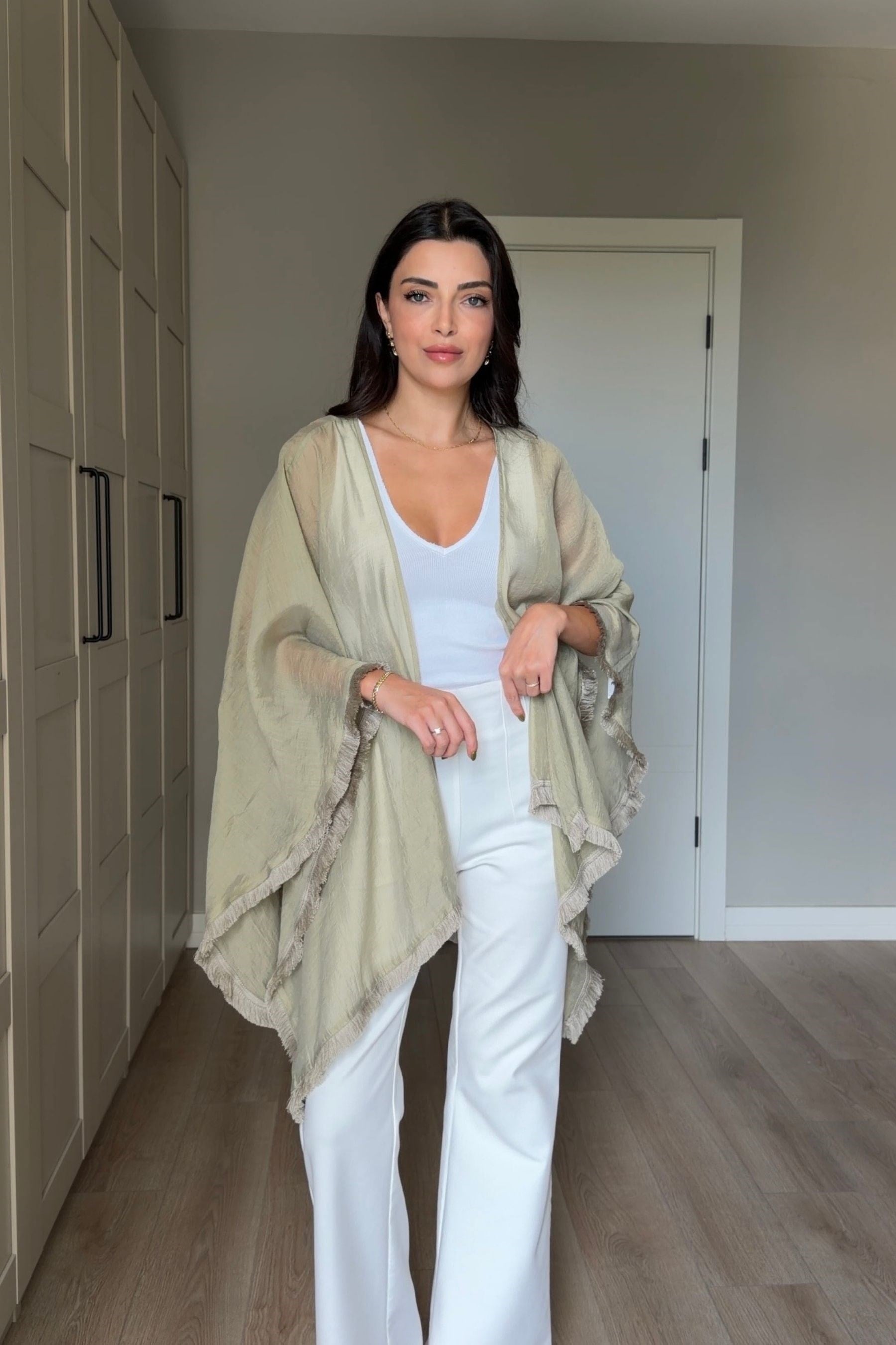 Glow Mint Kuşaklı Tensel Kimono
