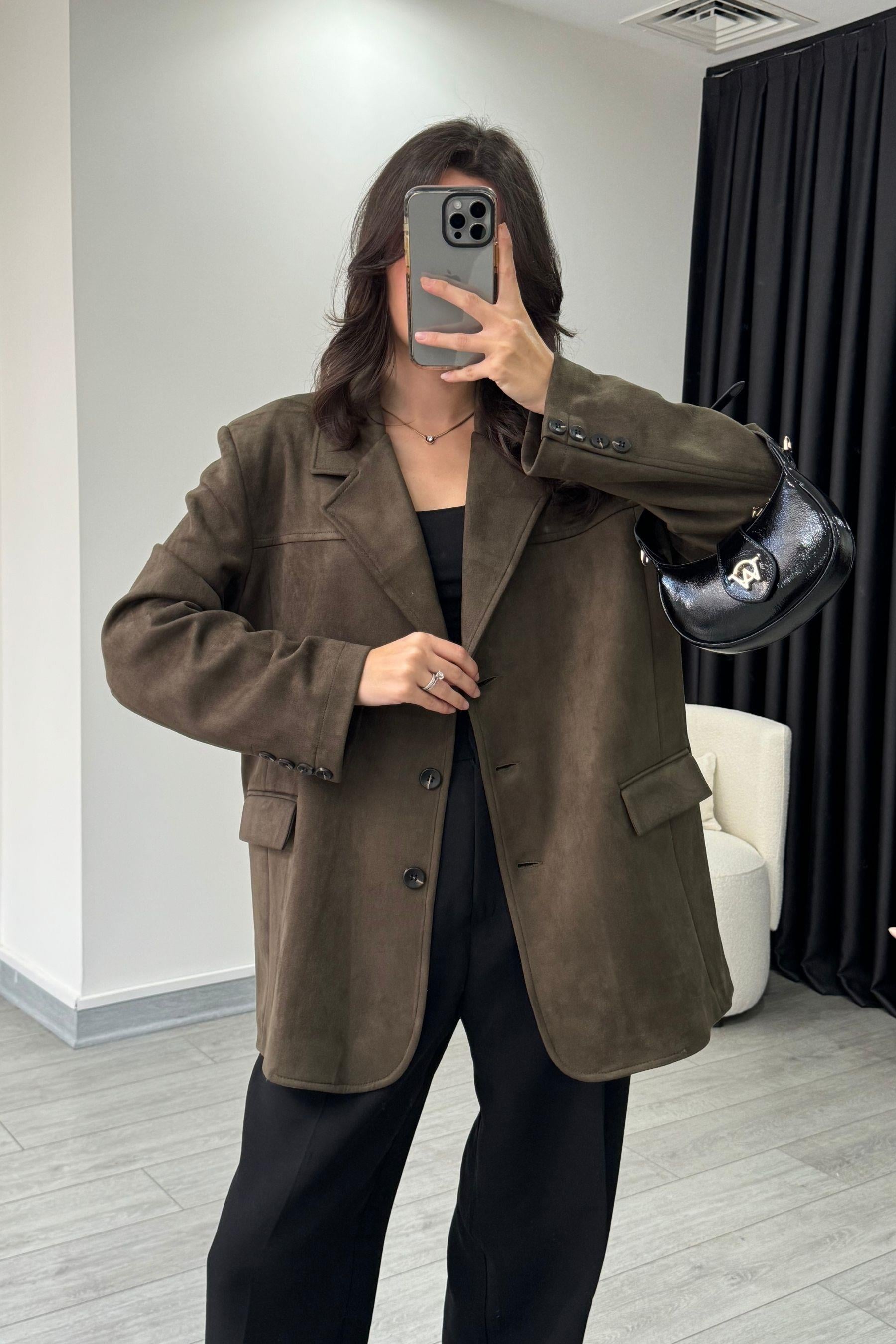 Haki Premium Süet Blazer