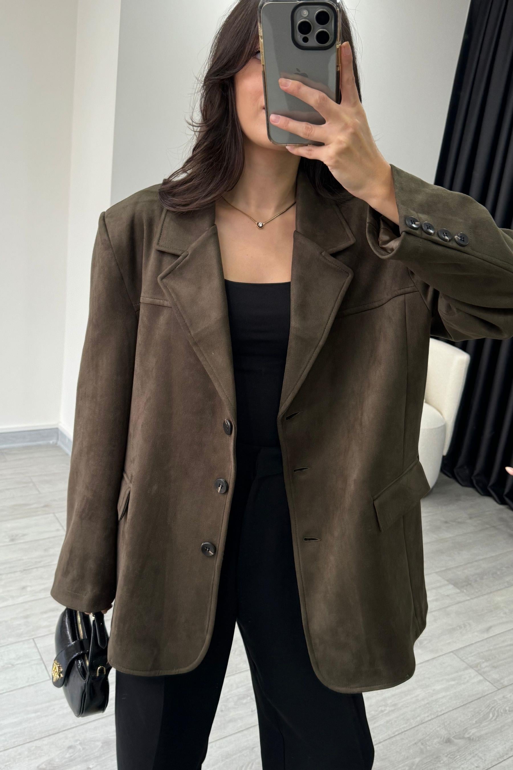 Haki Premium Süet Blazer