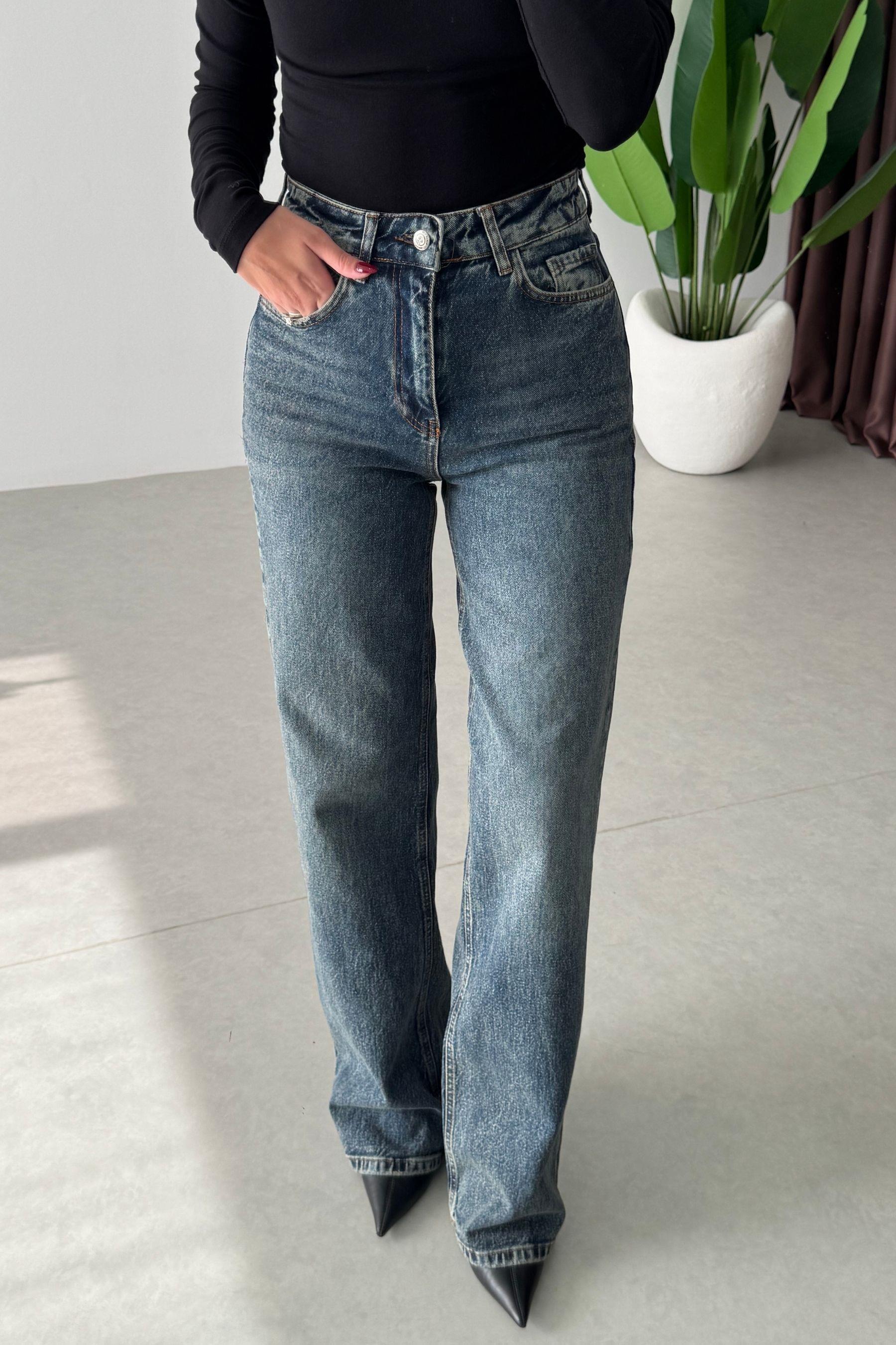 Karlin Yıkamalı Wide Leg Jean