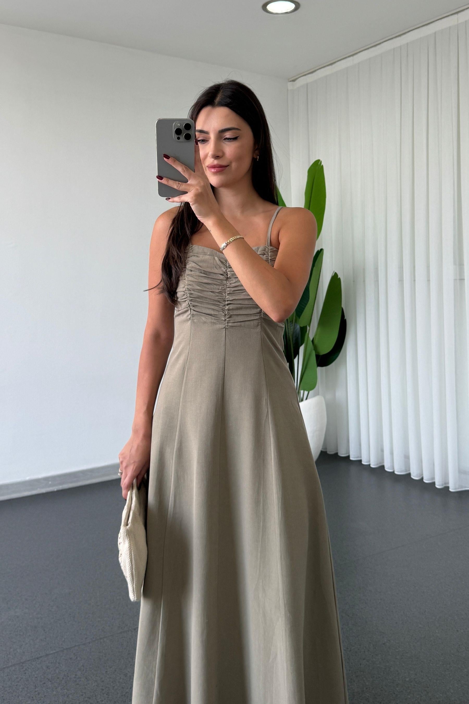 Lavin Haki Askılı Elbise