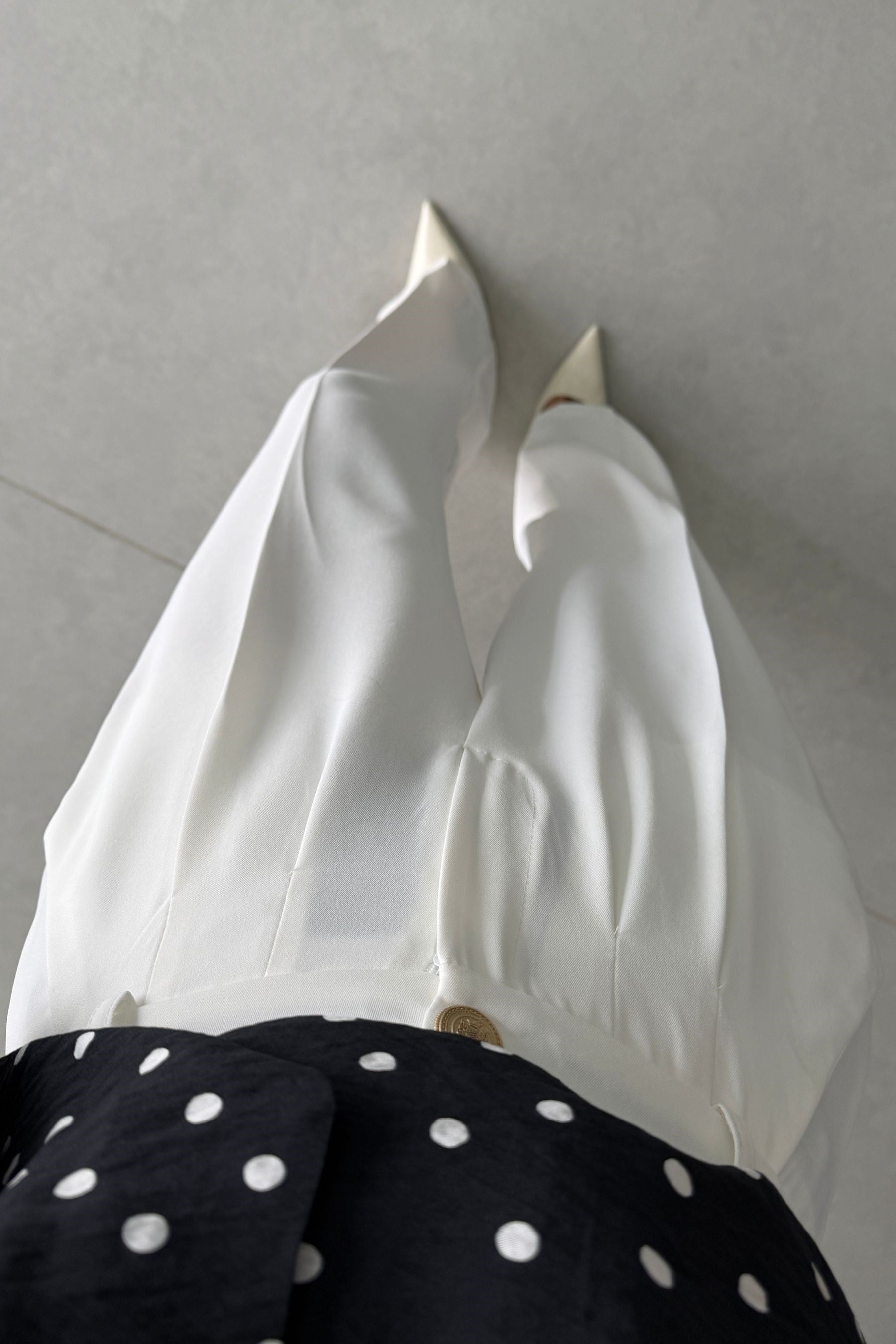Lexy Beyaz Krep Kumaş Beli Lastikli Pantolon