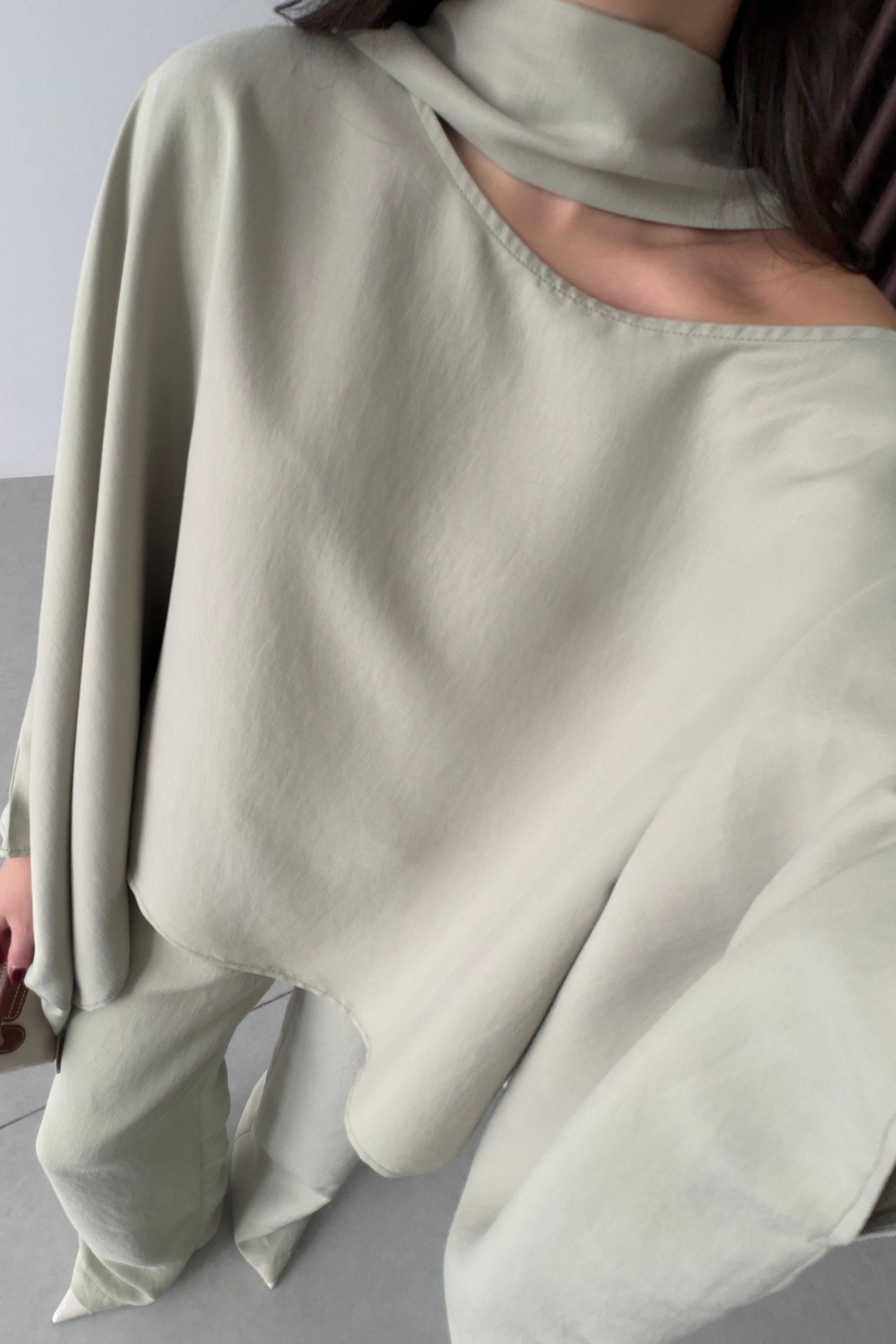 Lonir Mint Şallı Pelerin Pantolon Takım