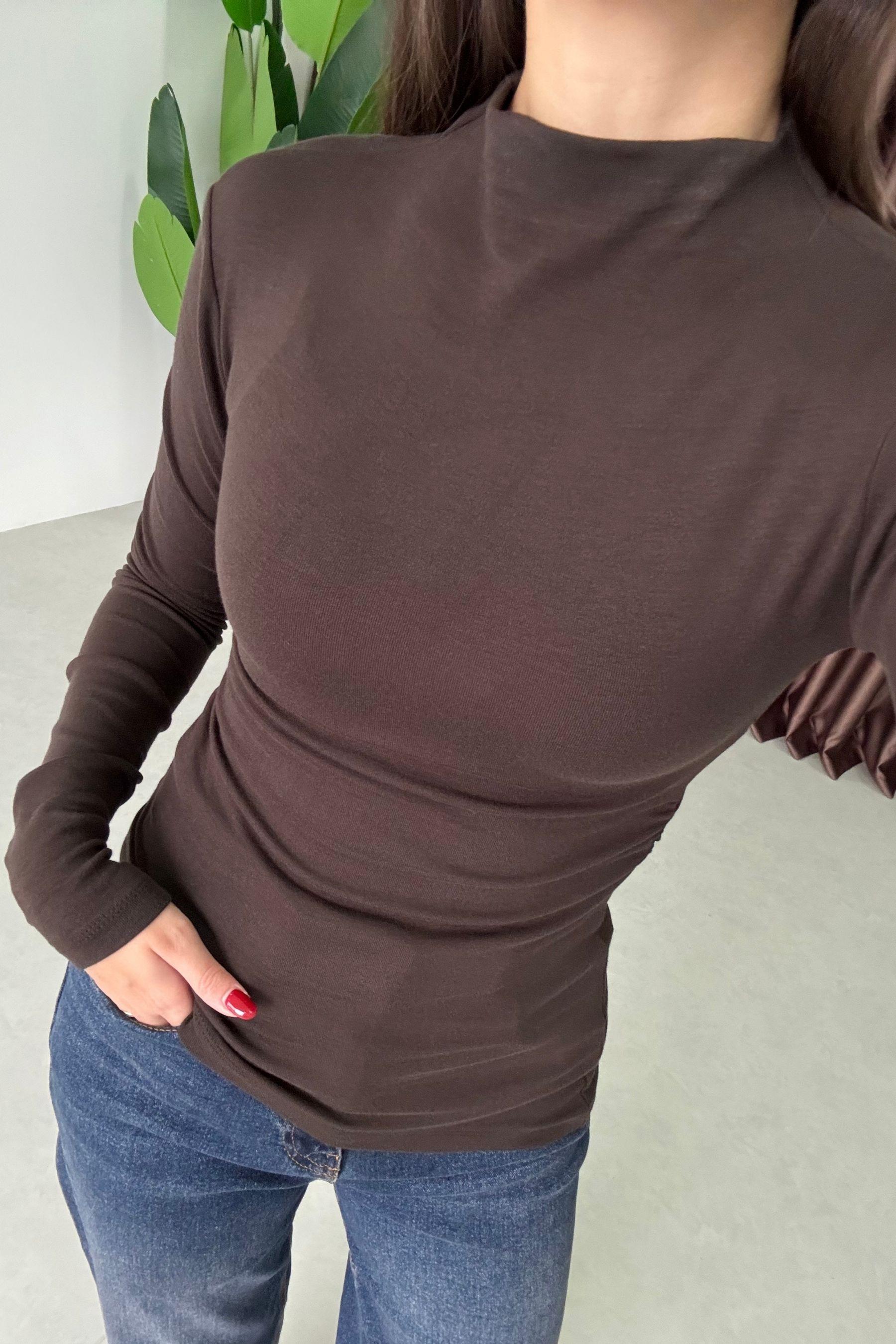 Minima Kahve Drapeli Uzun Kollu Body 