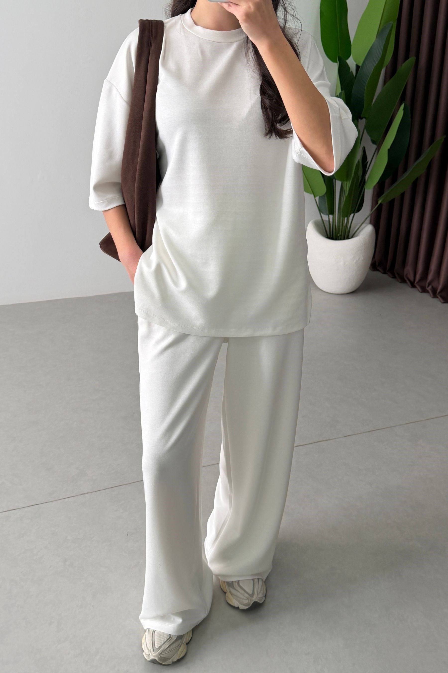 Mono Ekru Oversize Eşofman Takım