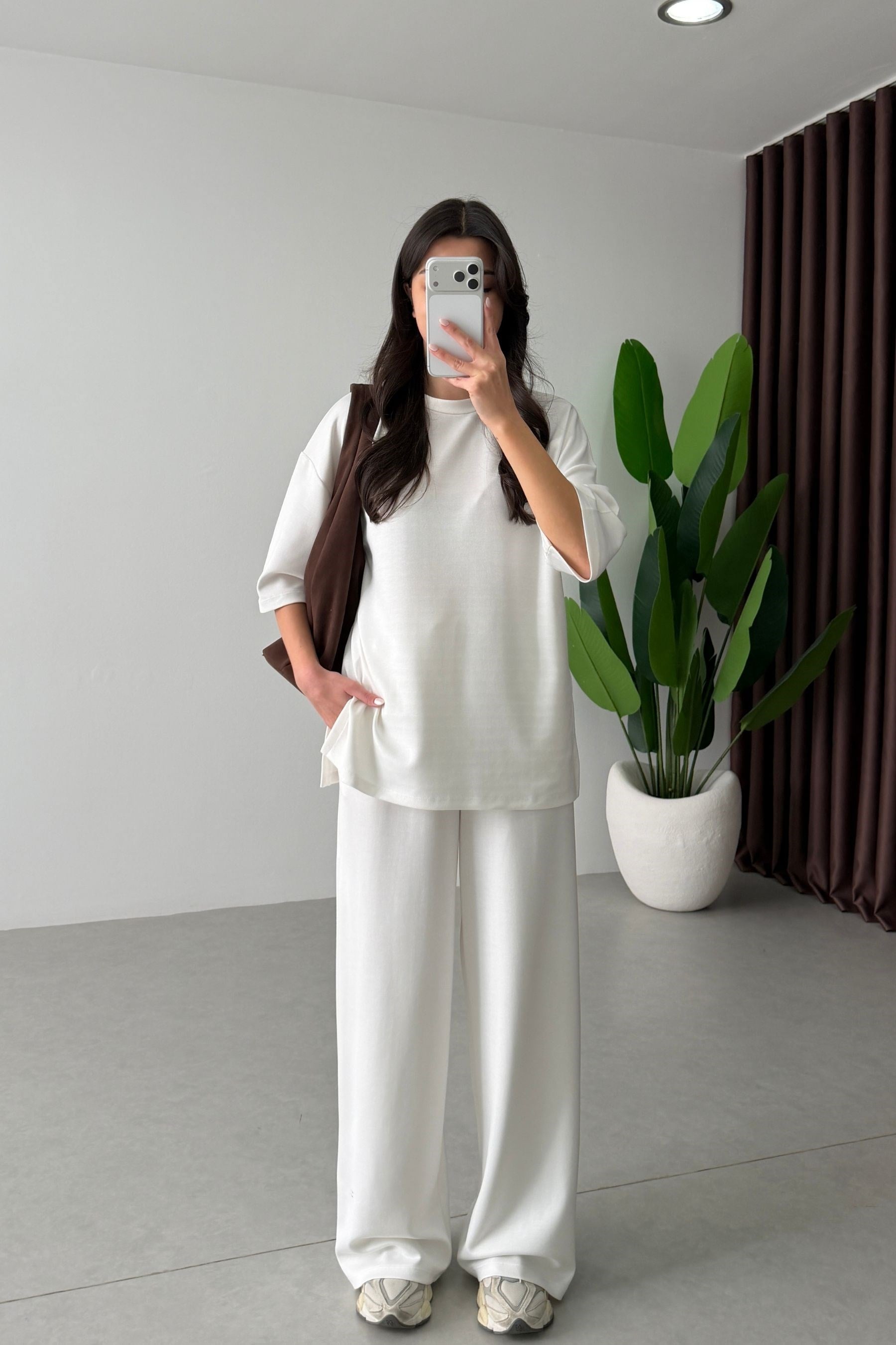 Mono Ekru Oversize Eşofman Takım