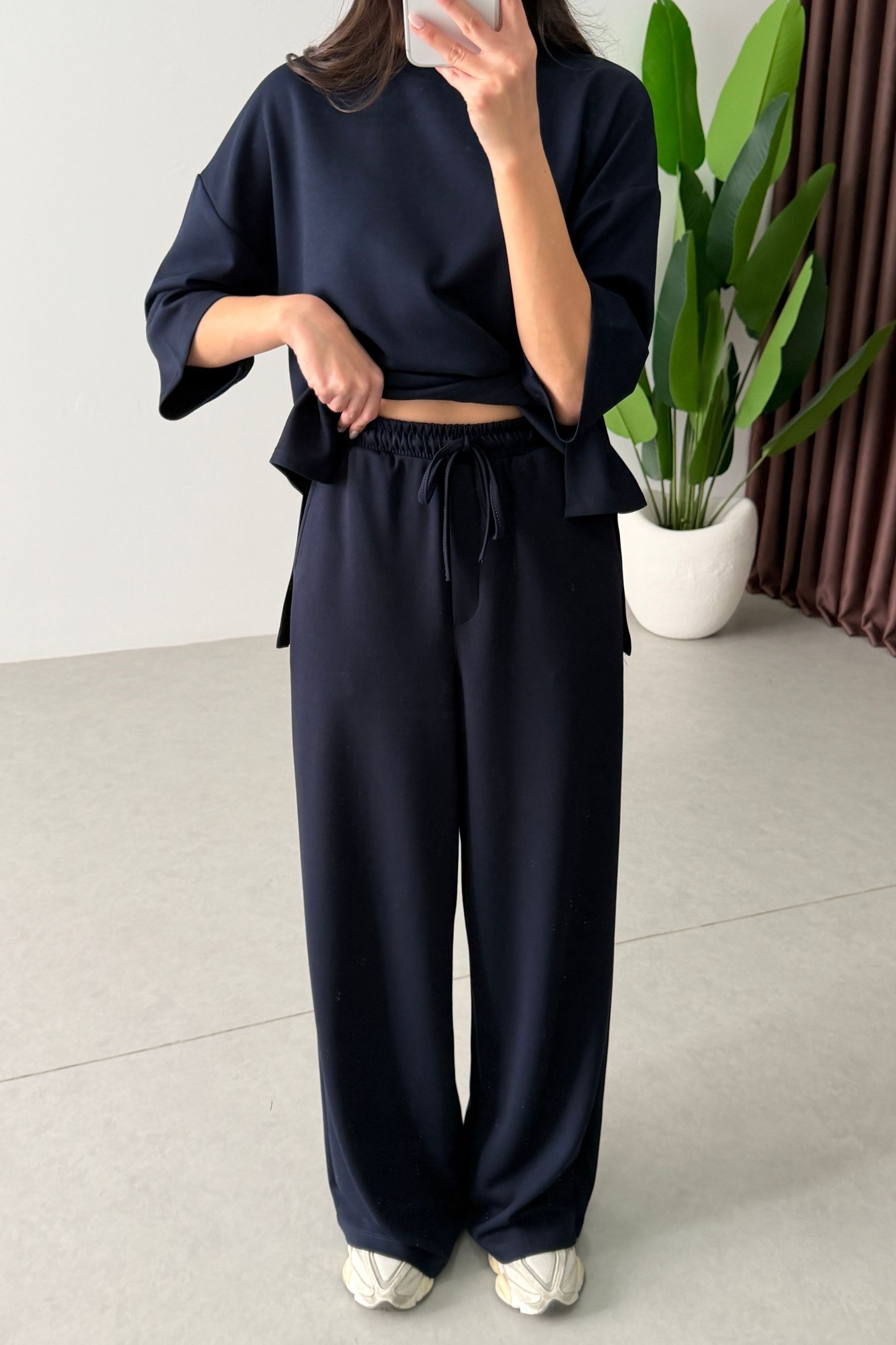 Mono Lacivert Oversize Eşofman Takım