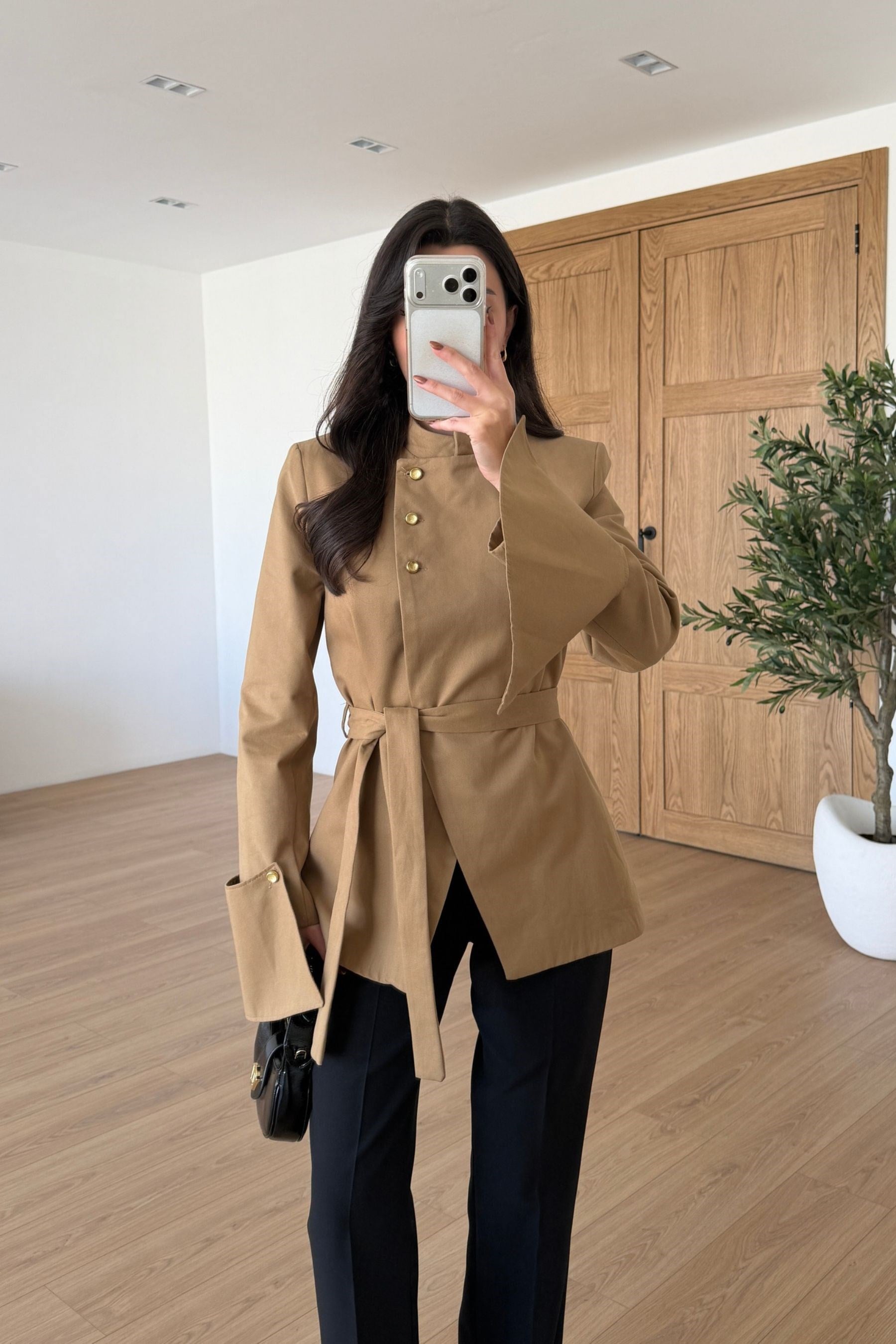 Myra Camel Kuşaklı Tasarım Ceket