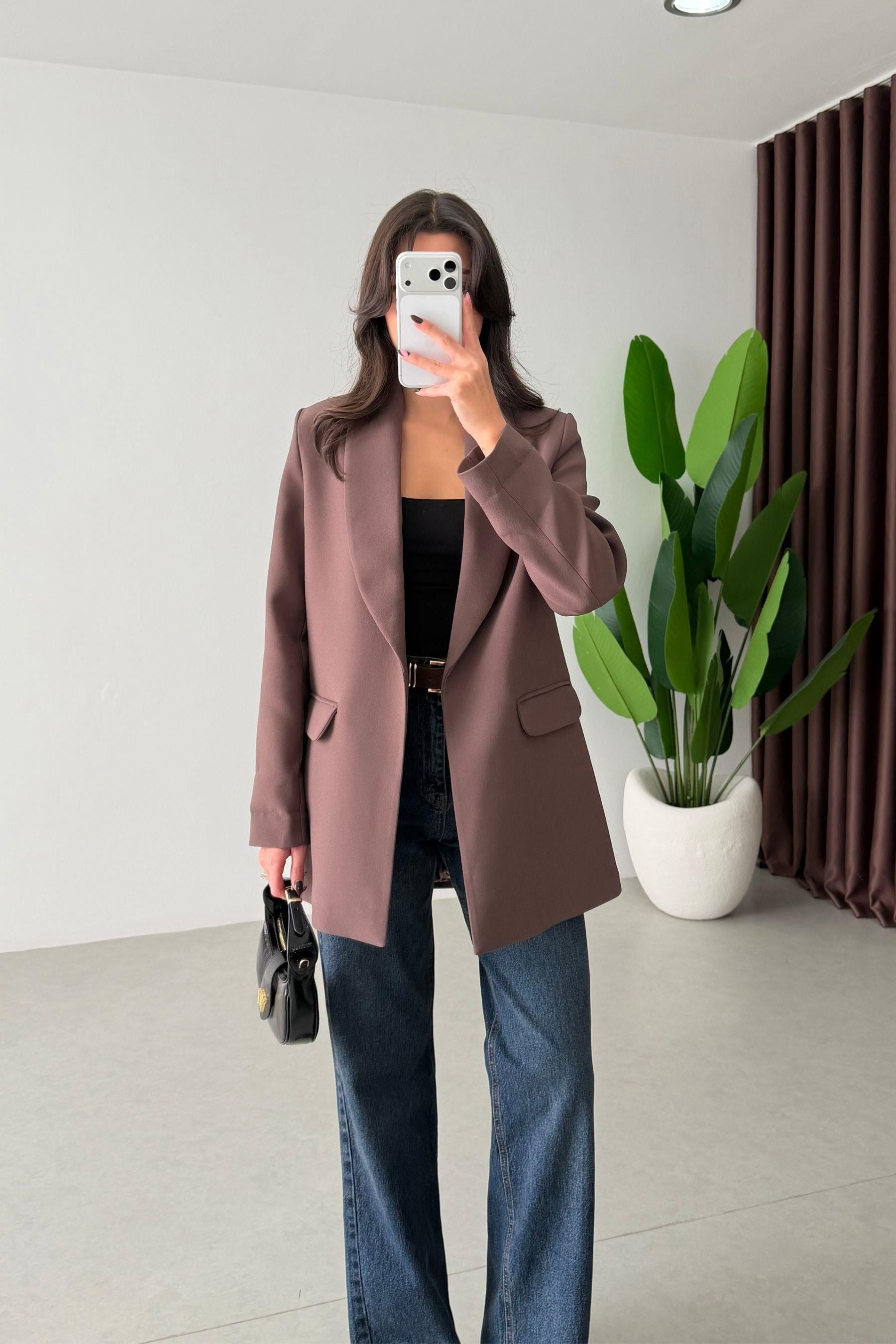 Naomi Sütlü Kahve Leopar Astarlı Blazer