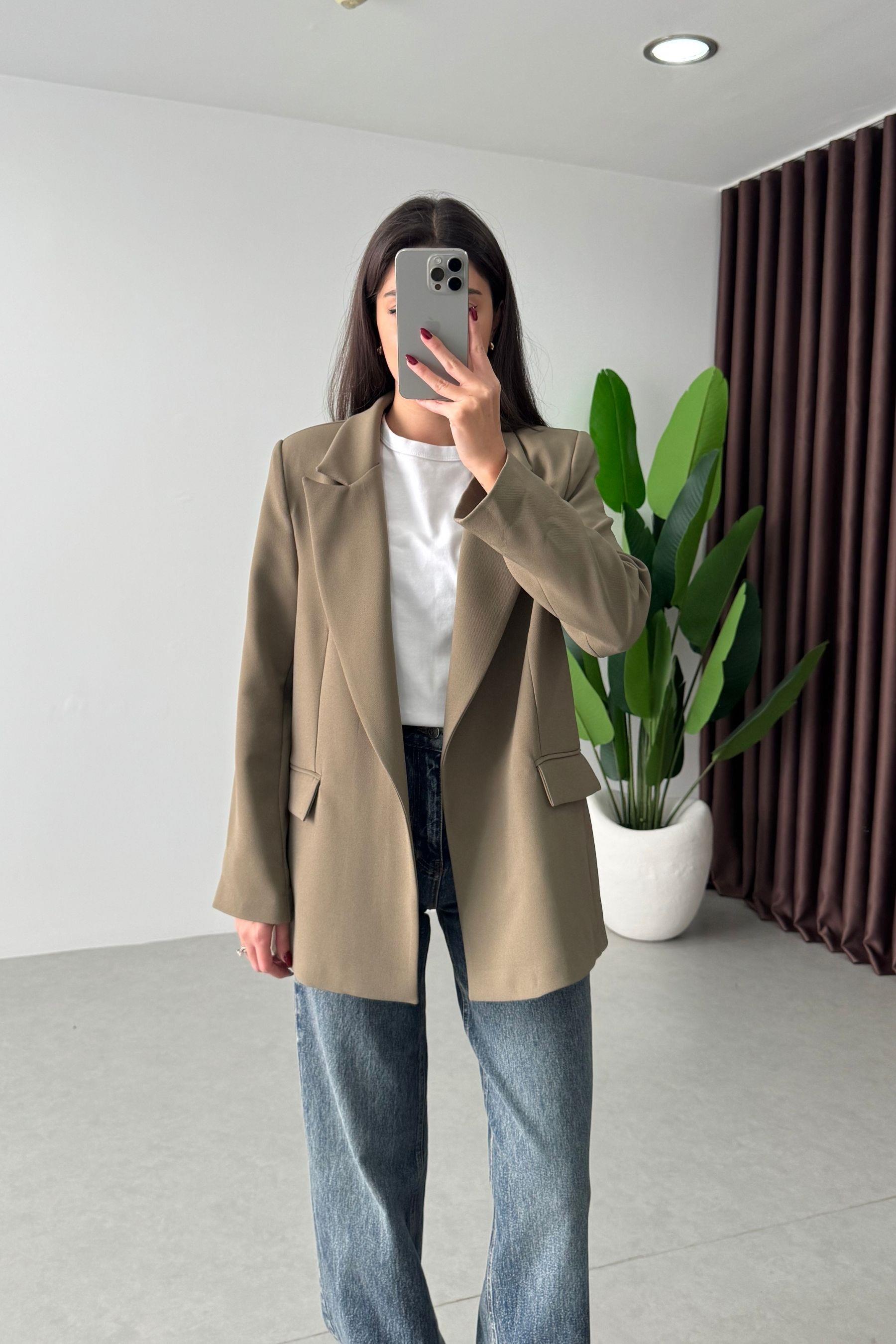 Nowan Haki Çizgili Astar Detay Blazer