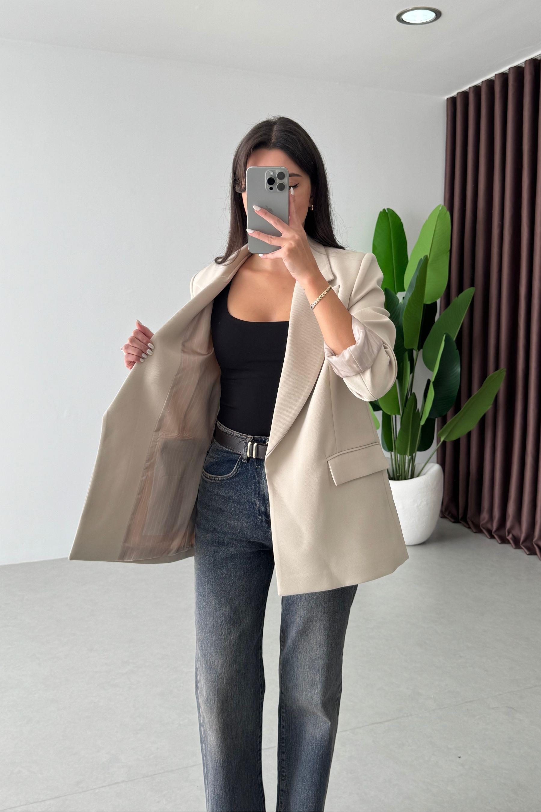 Nowan Taş Çizgili Astar Detay Blazer