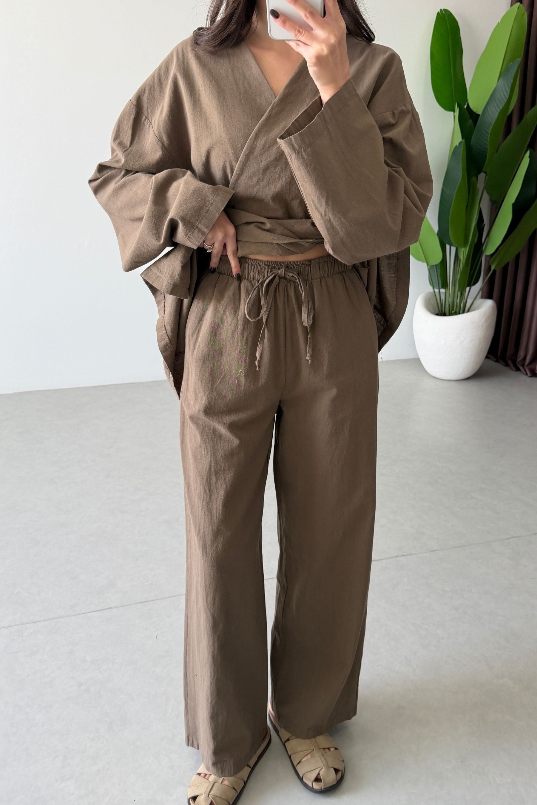 Osila Haki Keten Kimono Takım