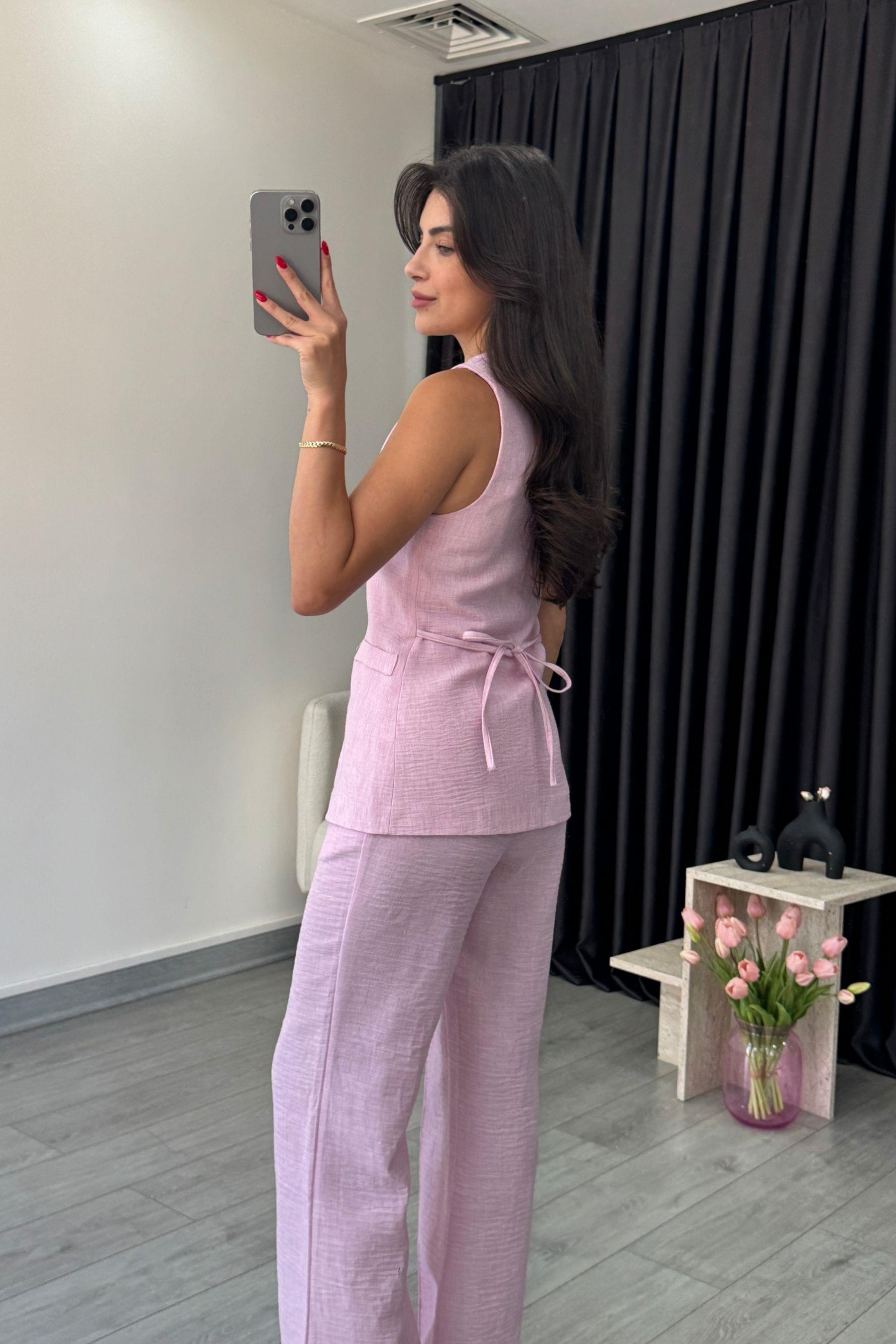 Pavi Pembe Yelek Pantolon Takım