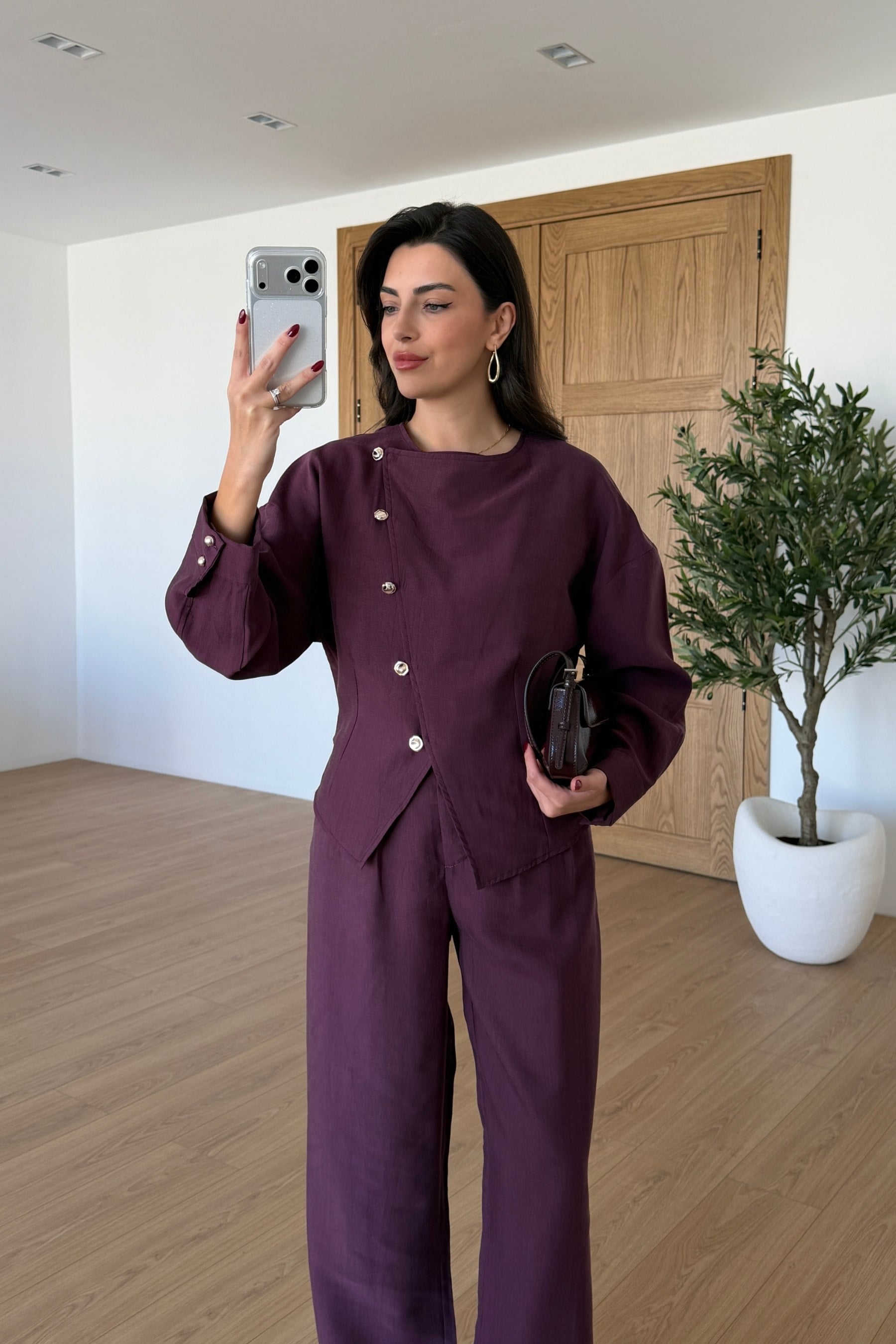 Petra Mürdüm Asimetrik Bluz Pantolon Takım
