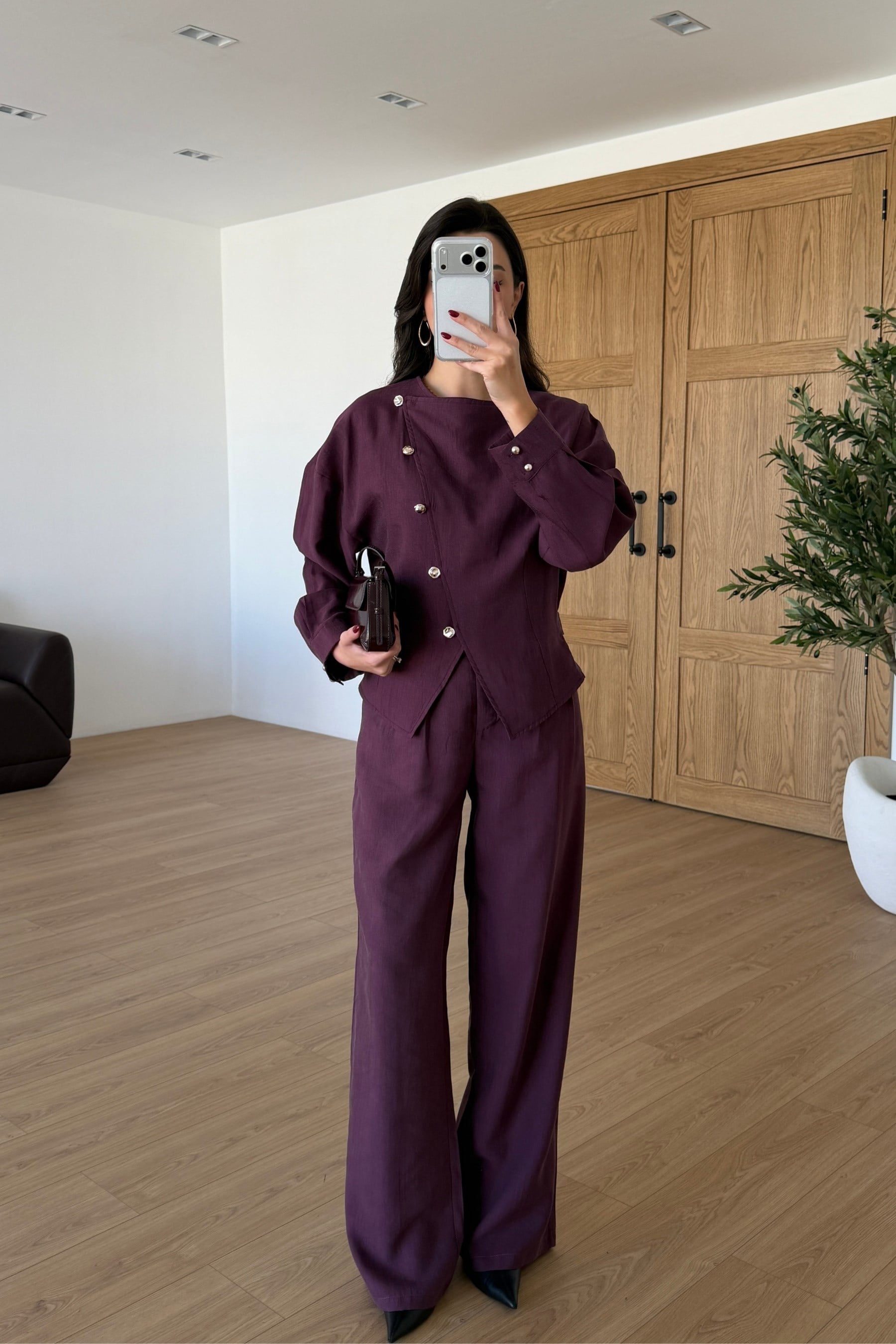 Petra Mürdüm Asimetrik Bluz Pantolon Takım