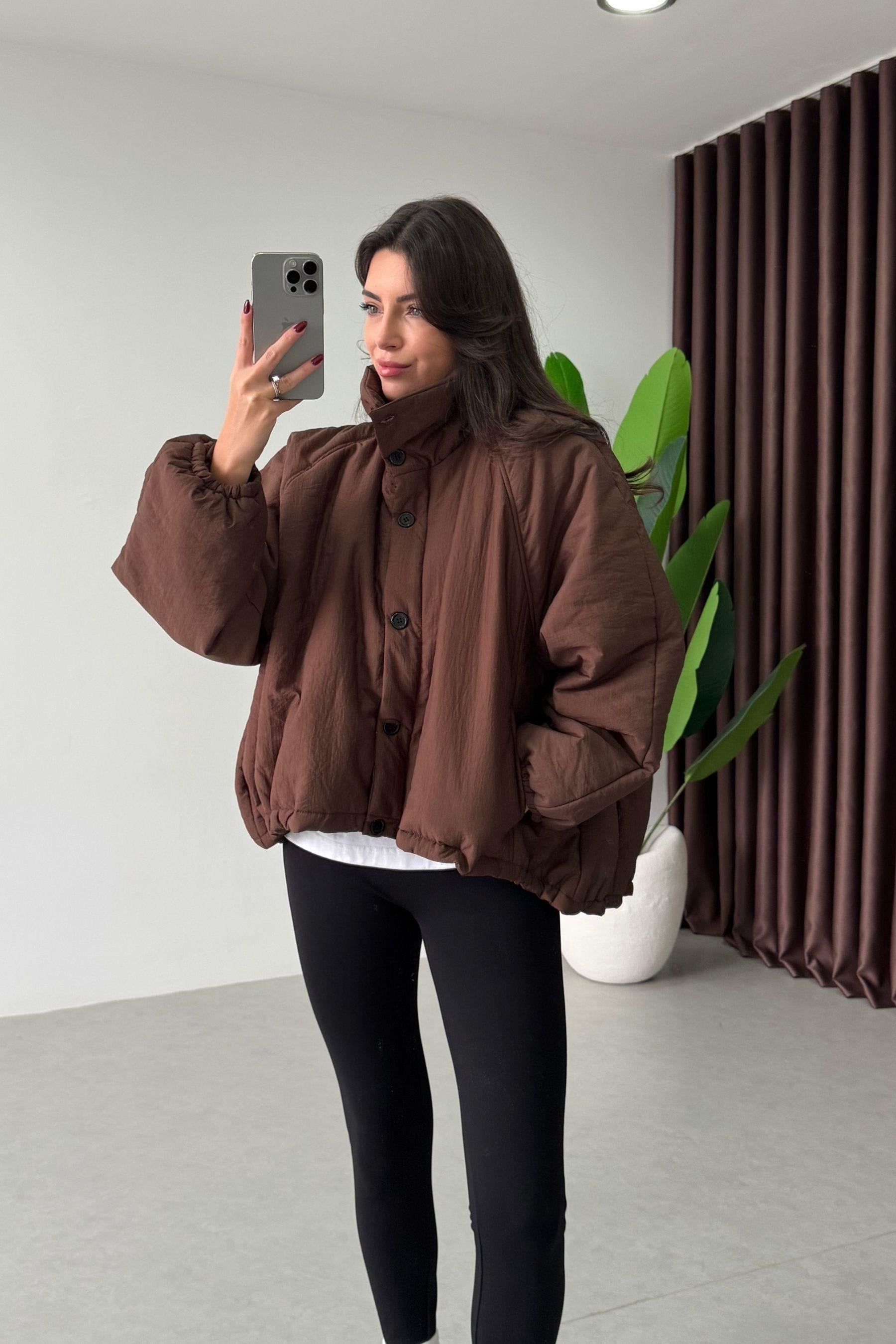 Podia Kahve Oversize Şişme Mont