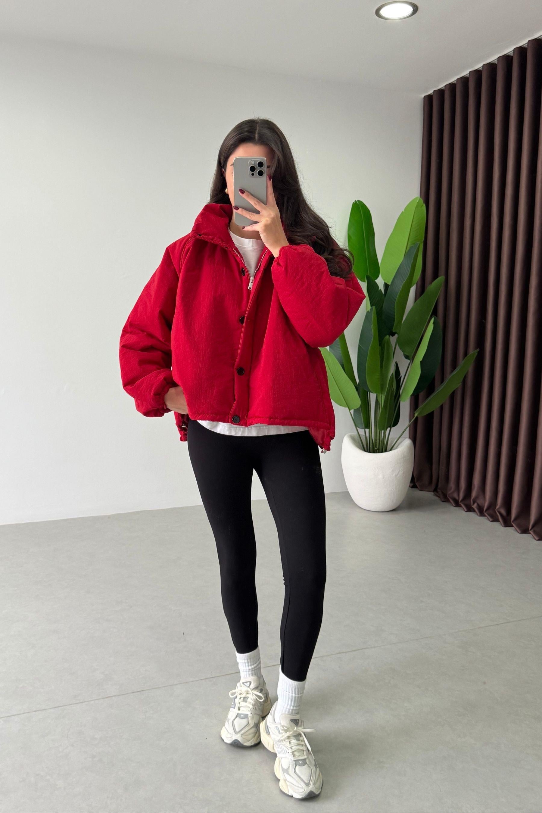 Podia Kırmızı Oversize Şişme Mont