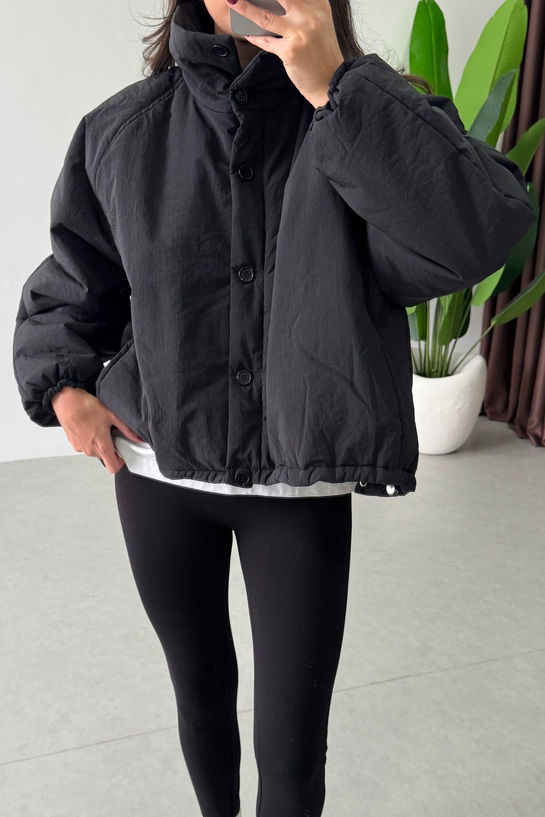 Podia Siyah Oversize Şişme Mont