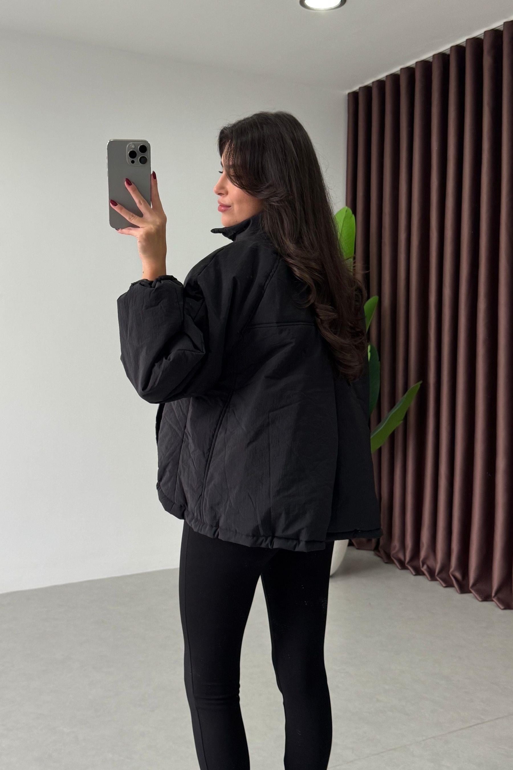 Podia Siyah Oversize Şişme Mont