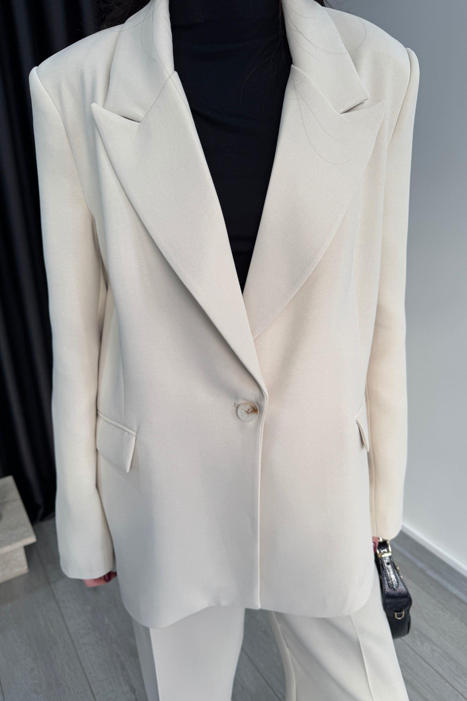 Premium Krep Kumaş Taş Blazer Ceket