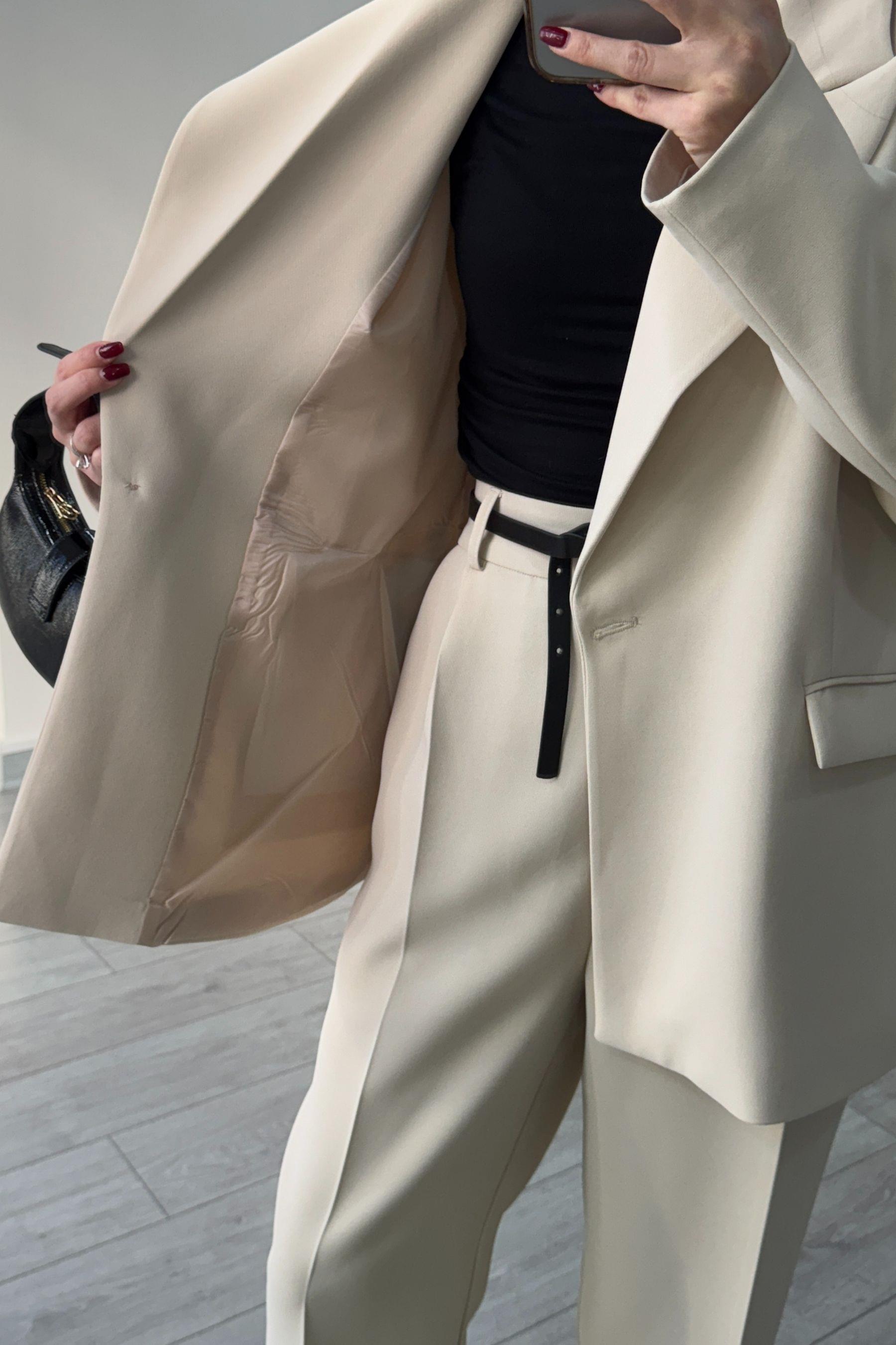 Premium Krep Kumaş Taş Blazer Ceket