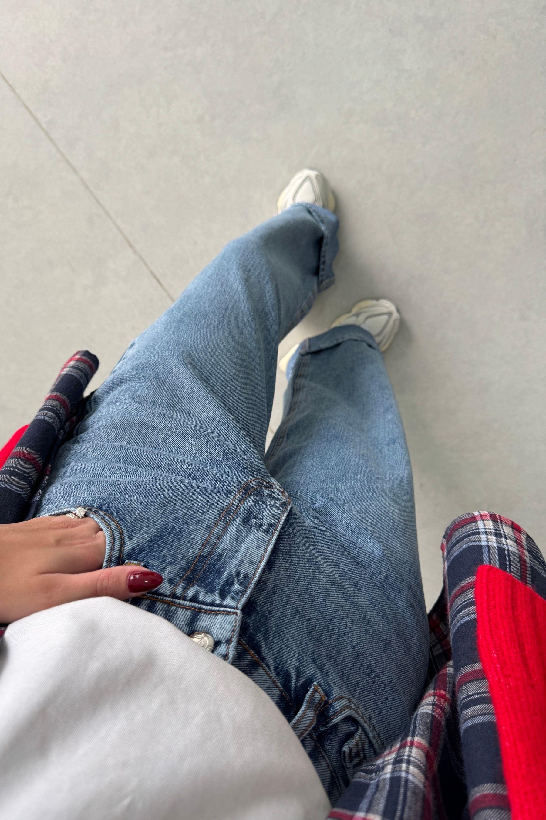 Quin Paçası Katlı Wide Leg Jean