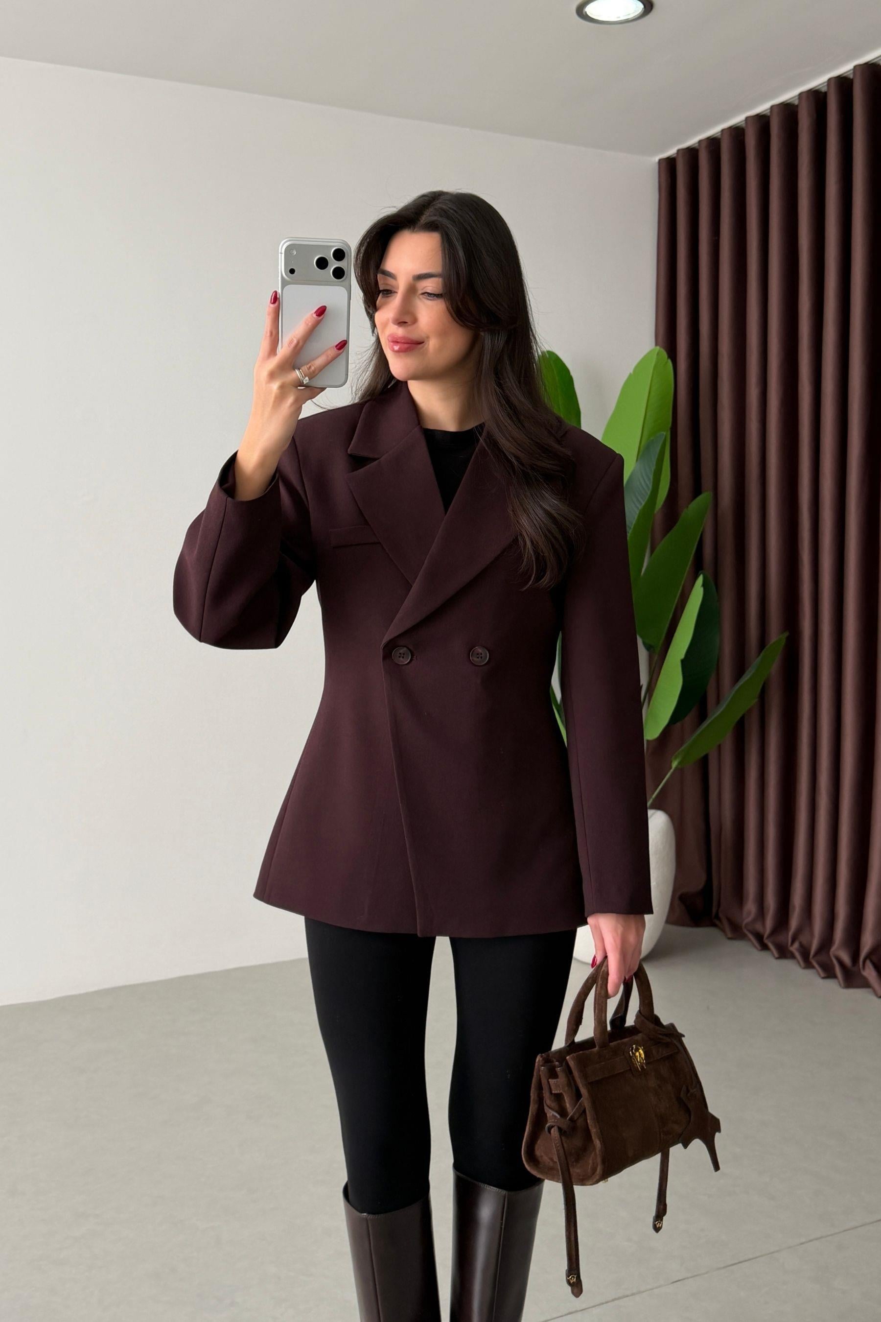 Range Mürdüm Kruvaze Belden Oturtmalı Blazer