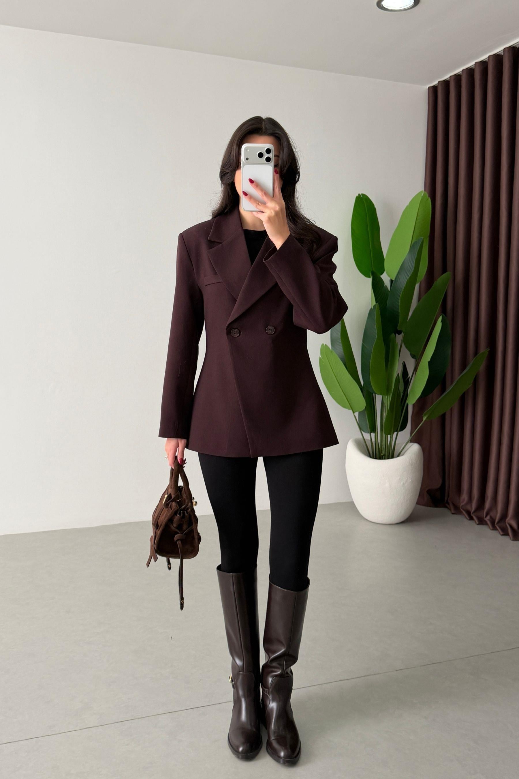 Range Mürdüm Kruvaze Belden Oturtmalı Blazer