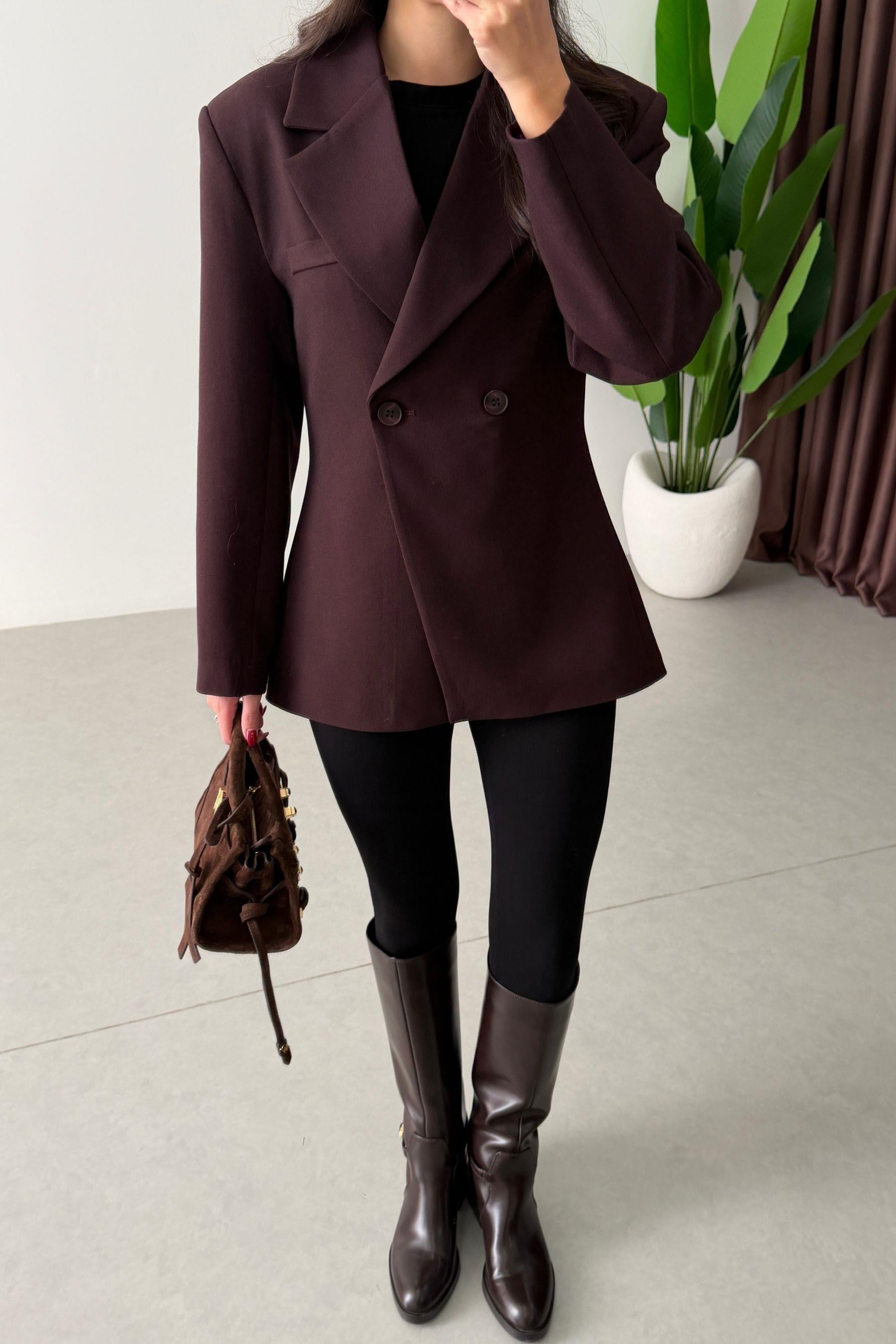 Range Mürdüm Kruvaze Belden Oturtmalı Blazer