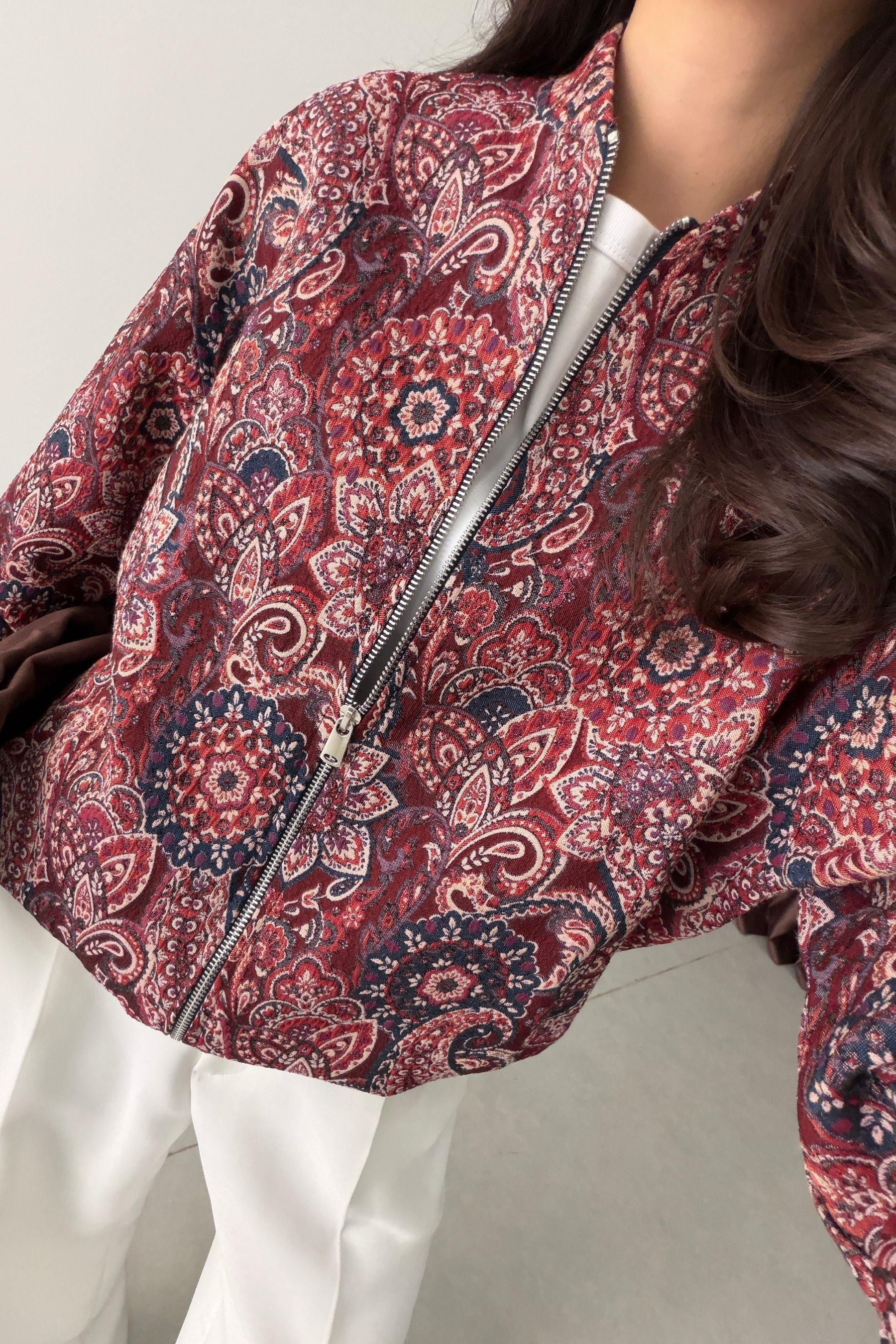 Sarah Etnik Desen Bomber Ceket