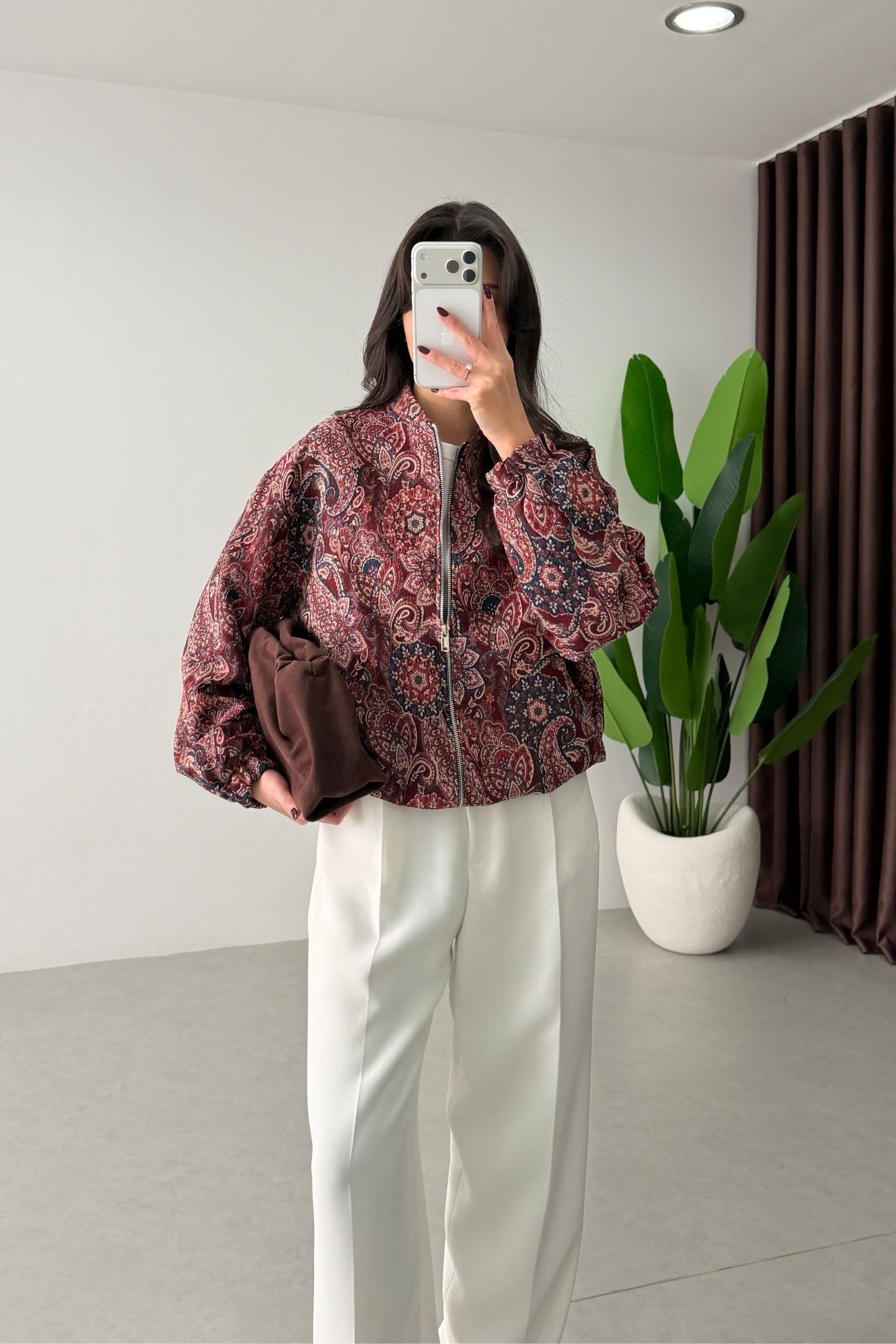 Sarah Etnik Desen Bomber Ceket