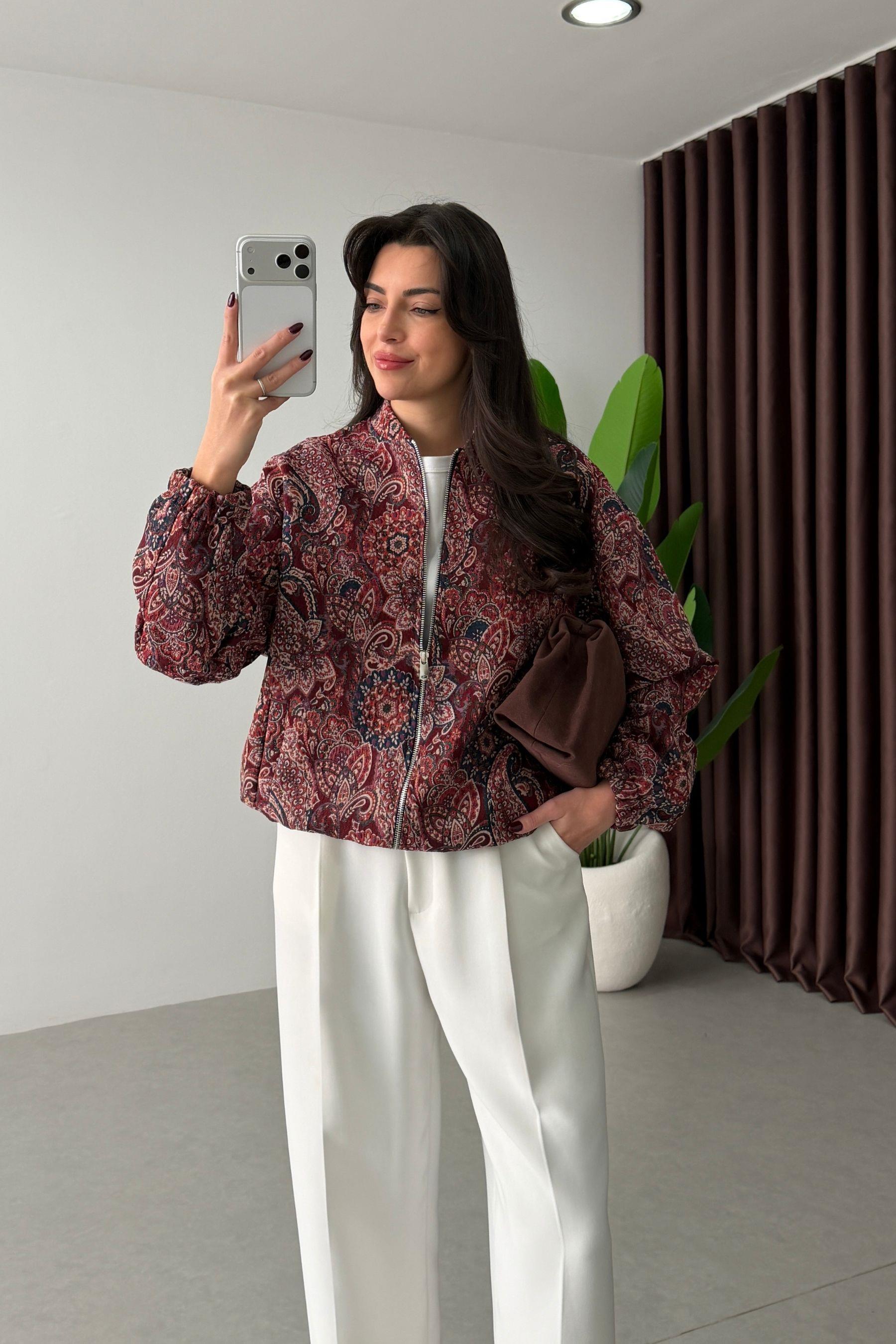 Sarah Etnik Desen Bomber Ceket