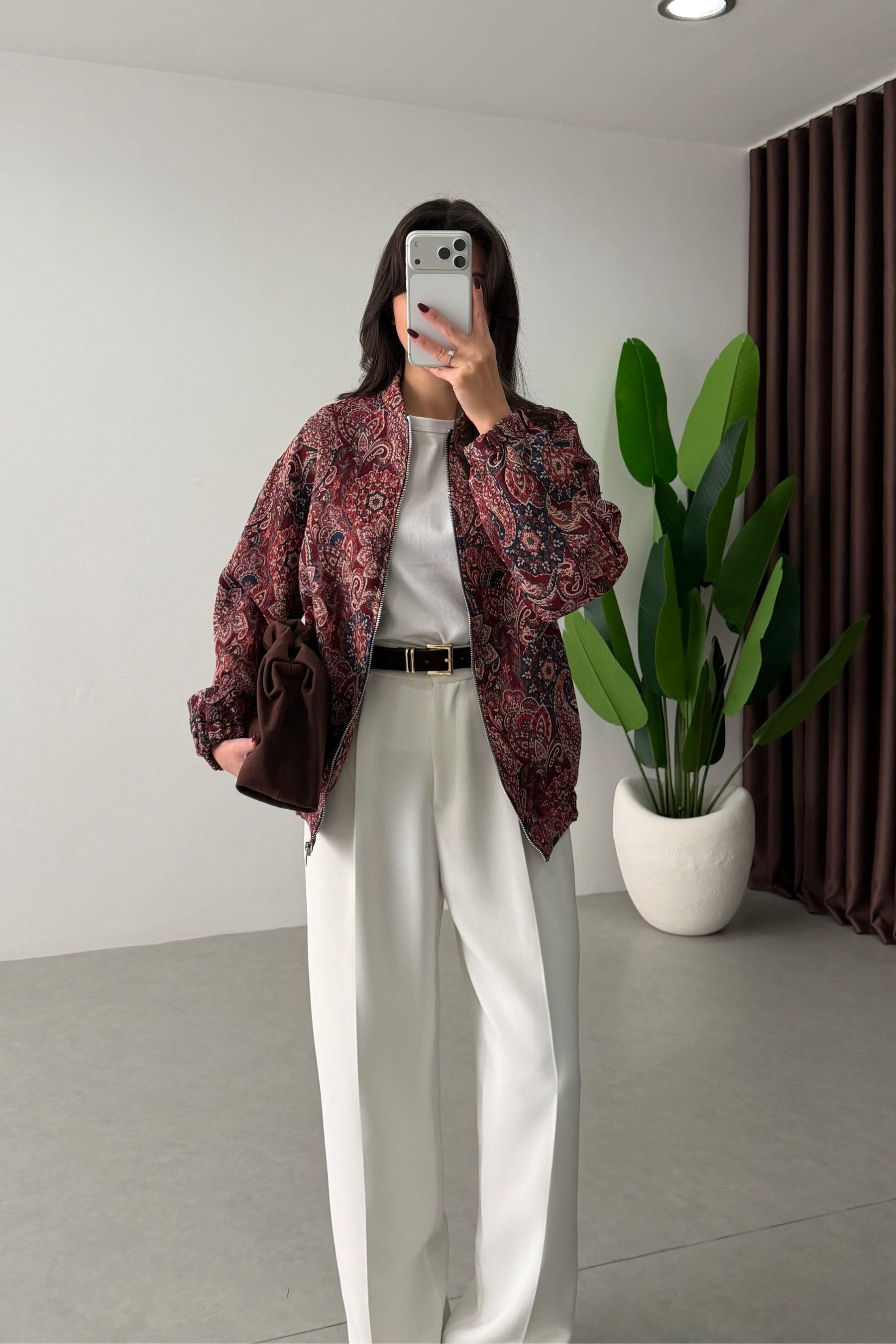 Sarah Etnik Desen Bomber Ceket