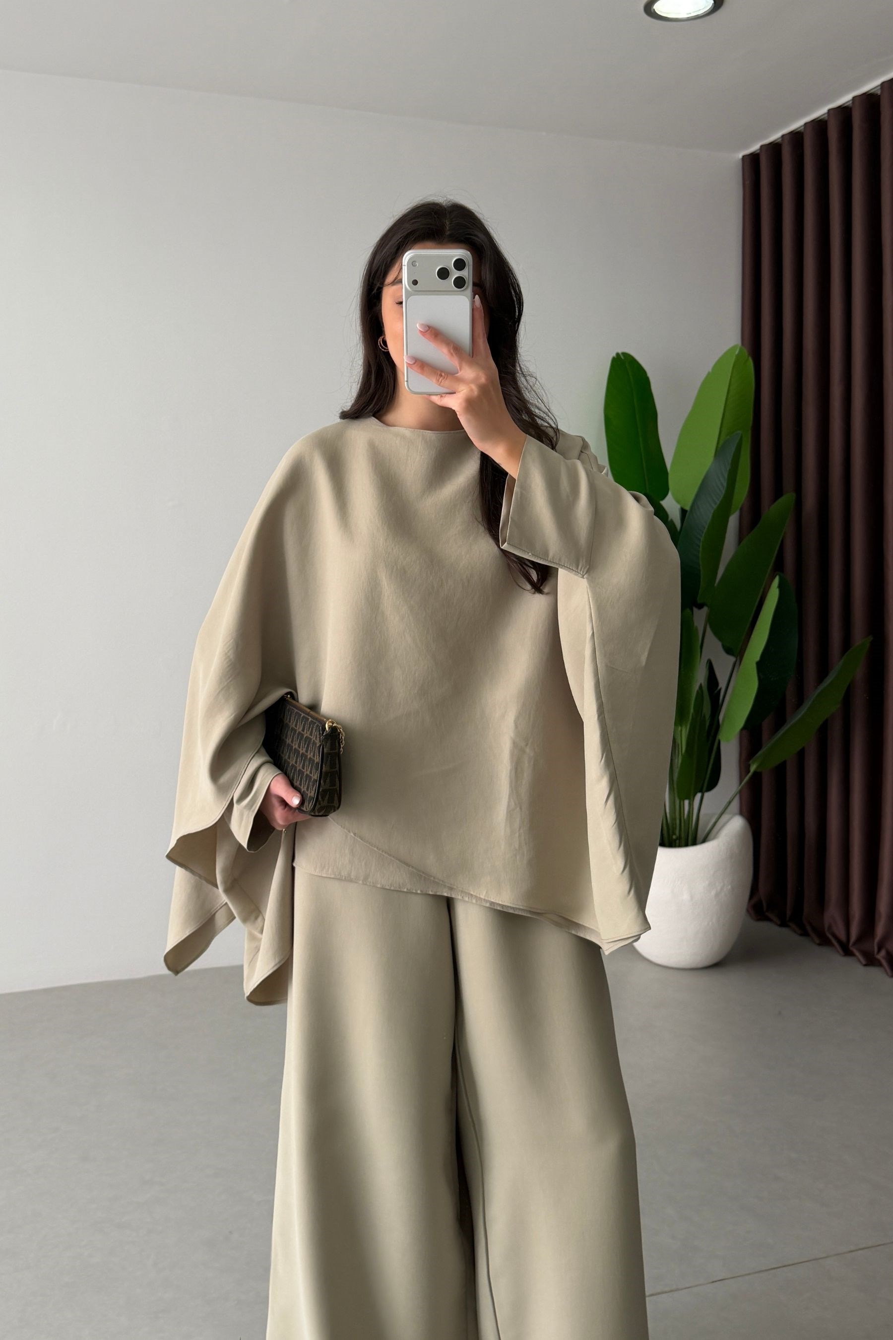 Sonia Mint Pelerin Bluz Pantolon Takım 