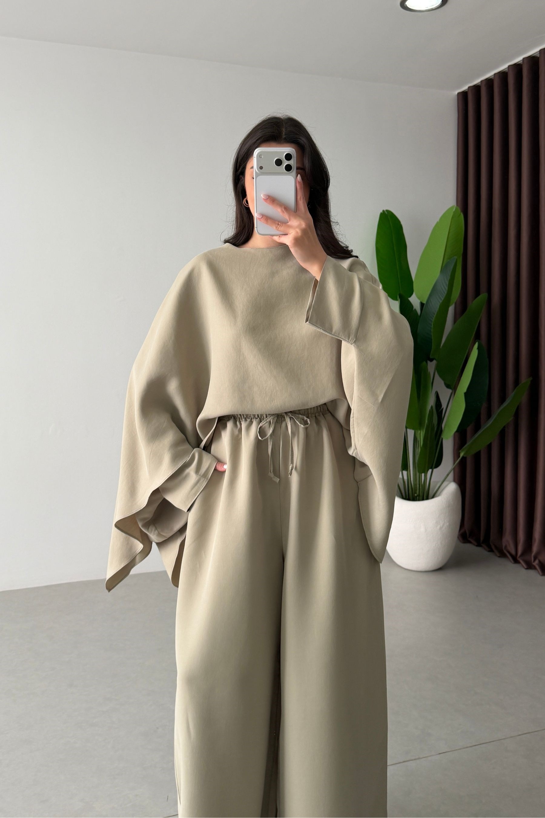 Sonia Mint Pelerin Bluz Pantolon Takım 