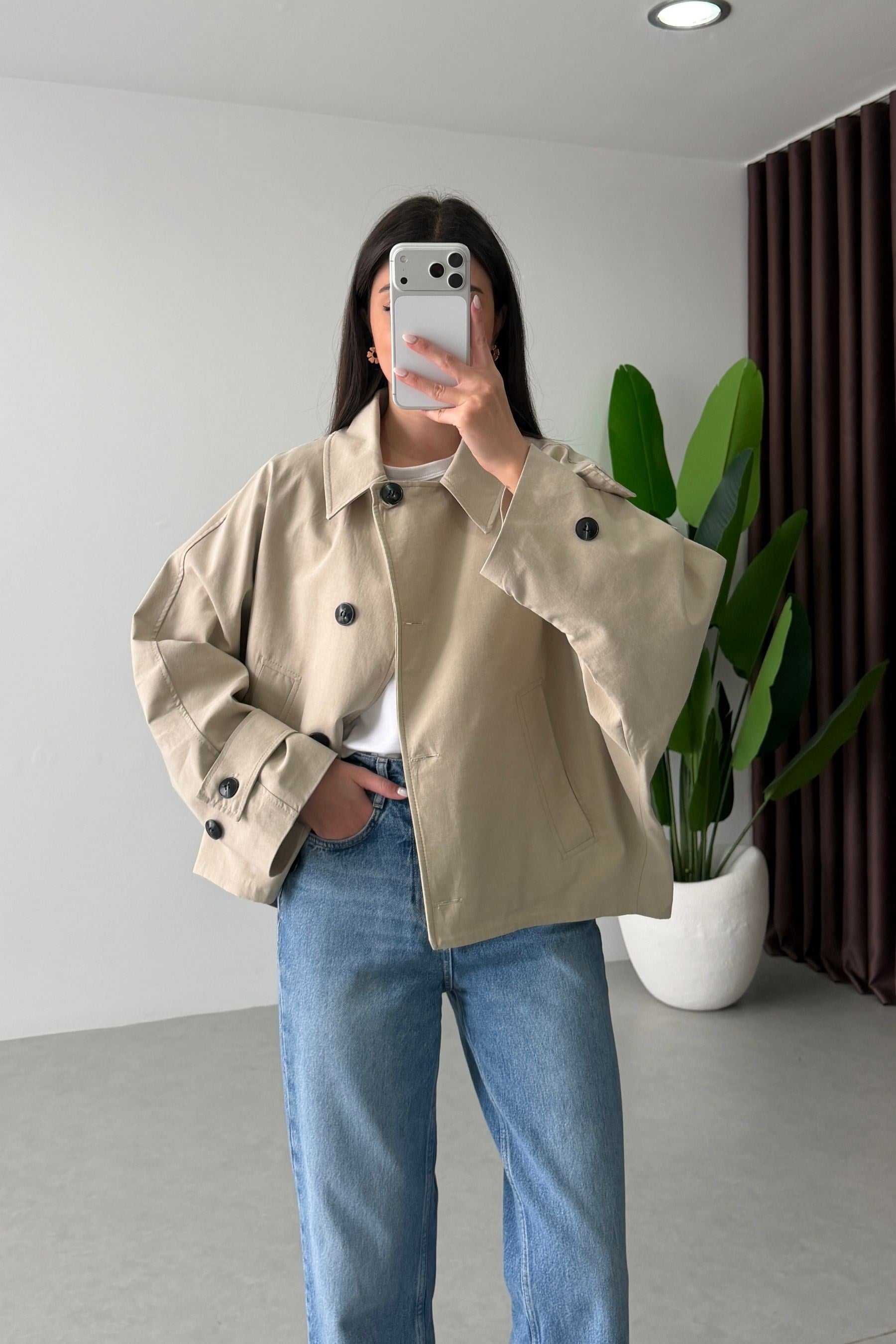 Soul Taş Oversize Ara Boy Trençkot