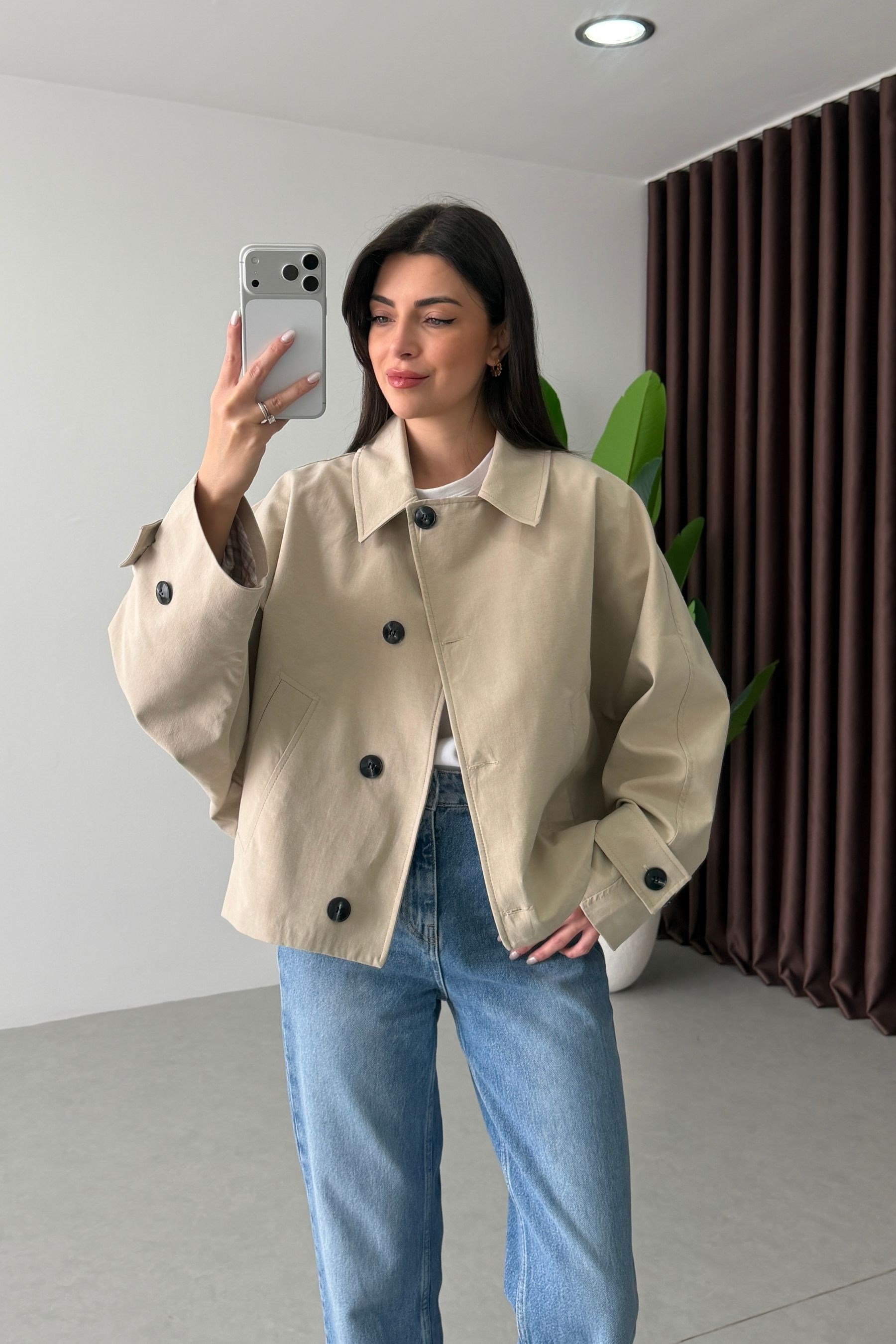 Soul Taş Oversize Ara Boy Trençkot