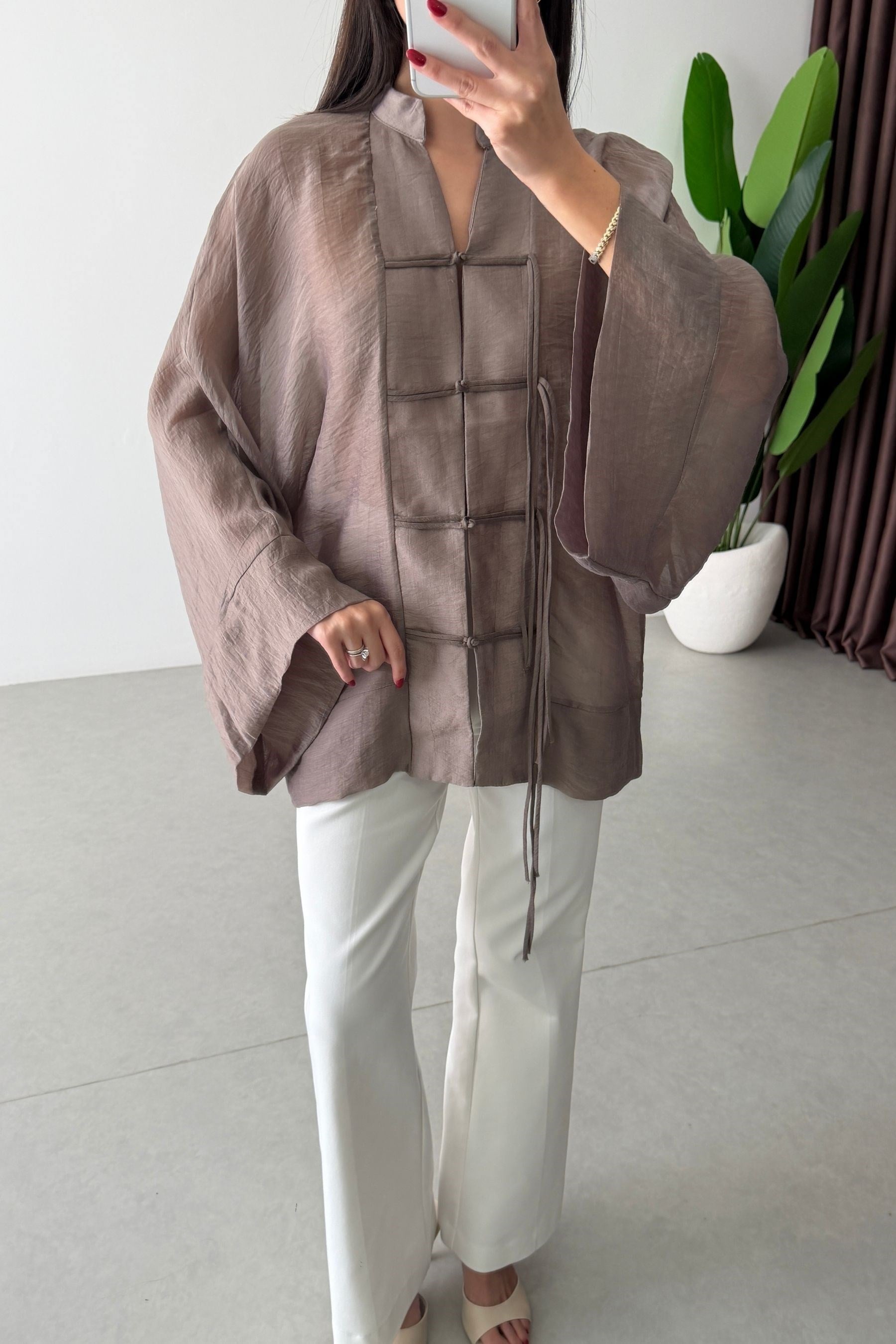 Stay Bronz Şifon Kimono Gömlek